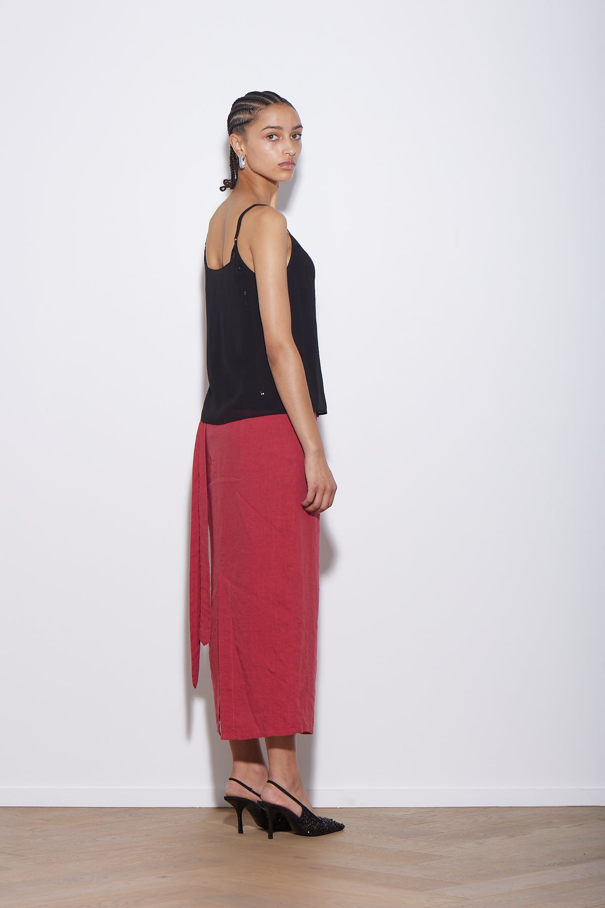 LINEN WRAP SKIRT GAZPACHO