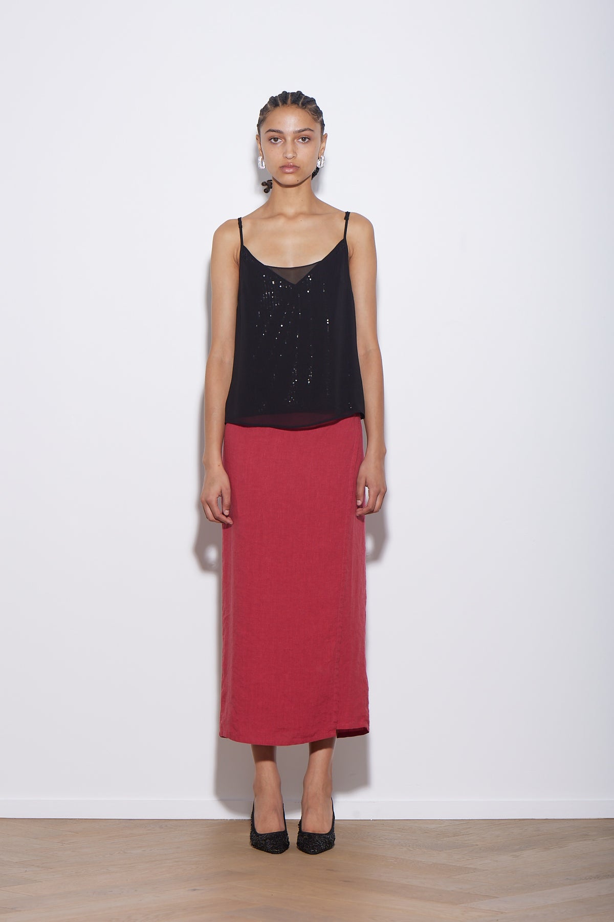 LINEN WRAP SKIRT GAZPACHO