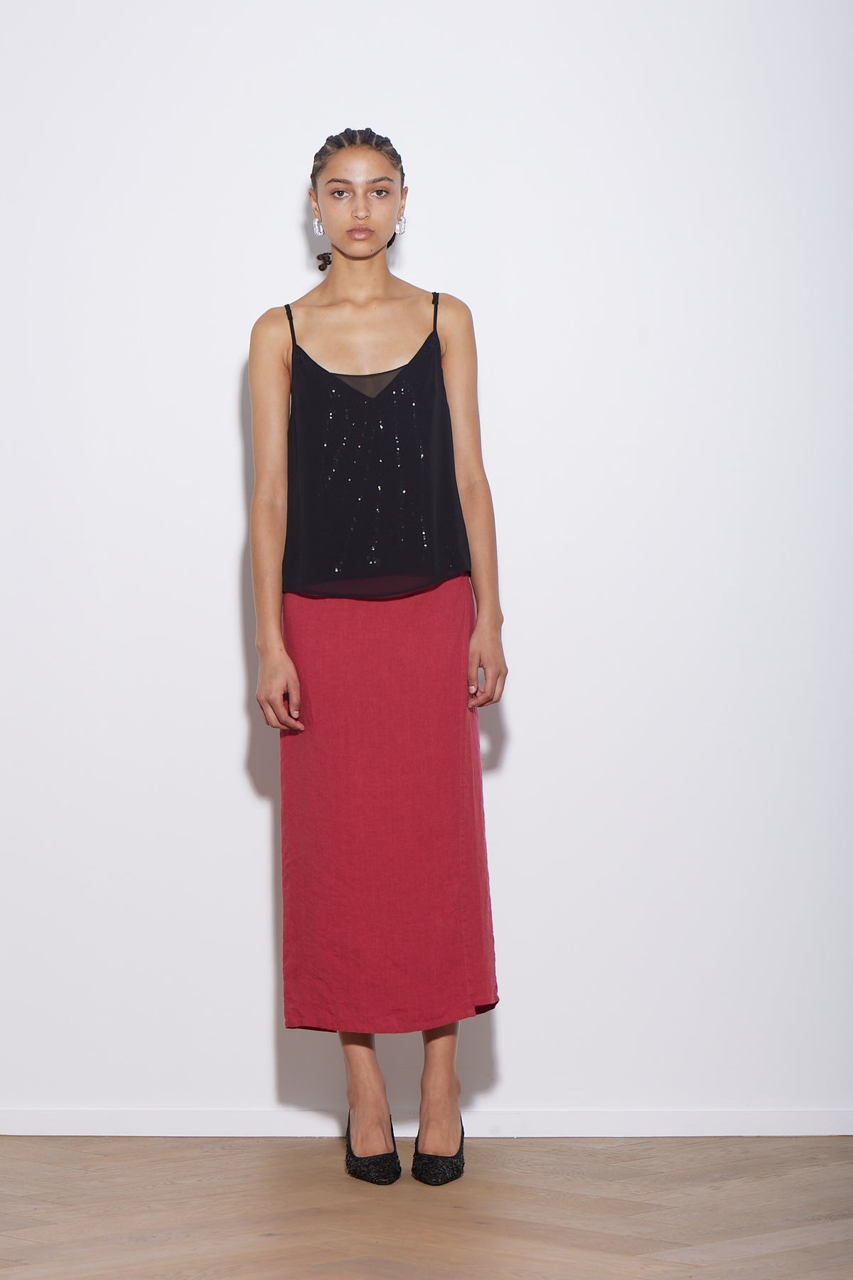 LINEN WRAP SKIRT GAZPACHO