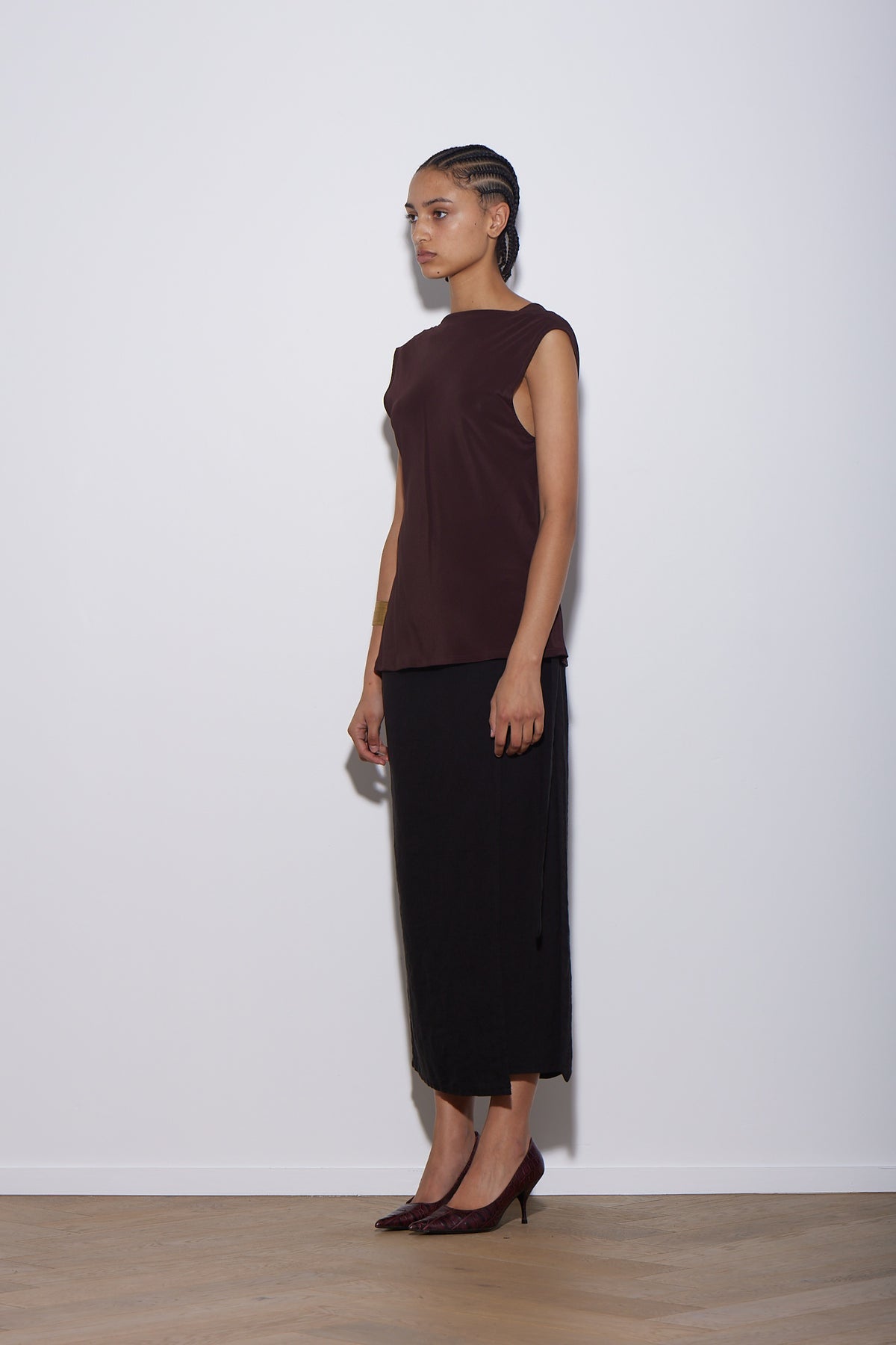 LINEN WRAP SKIRT BLACK