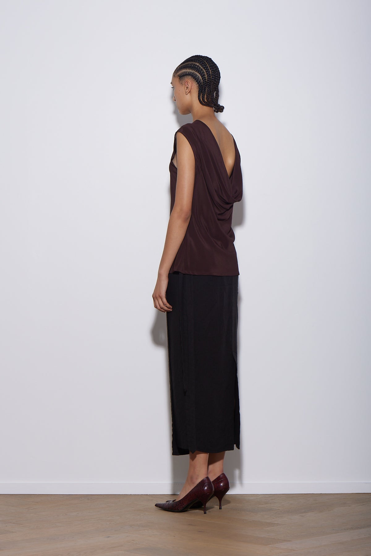 LINEN WRAP SKIRT BLACK