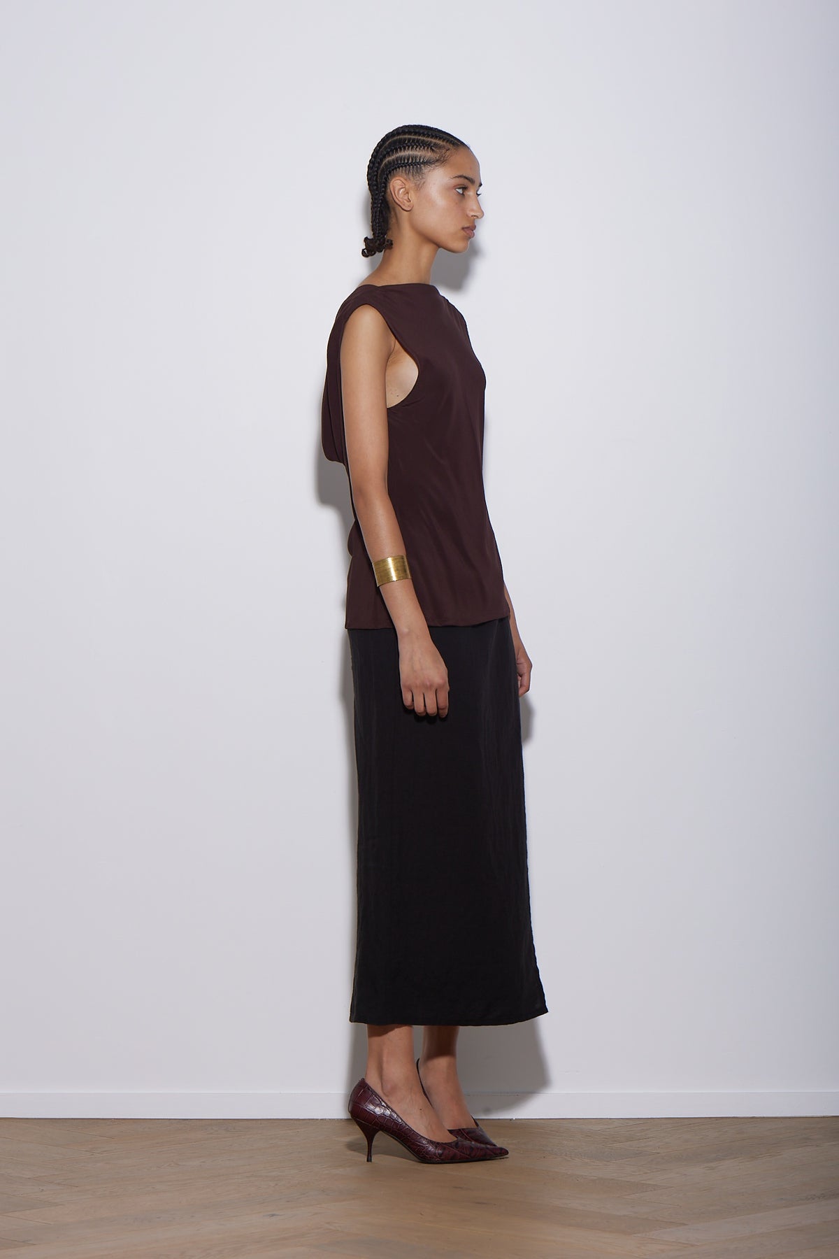 LINEN WRAP SKIRT BLACK