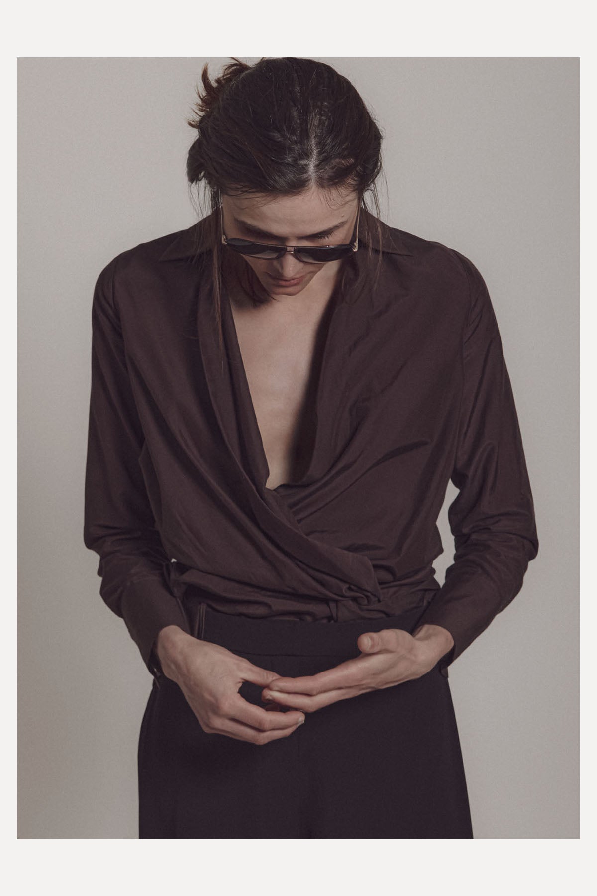 KNOTTED SHIRT SILK/COTTON CAFE NOIR