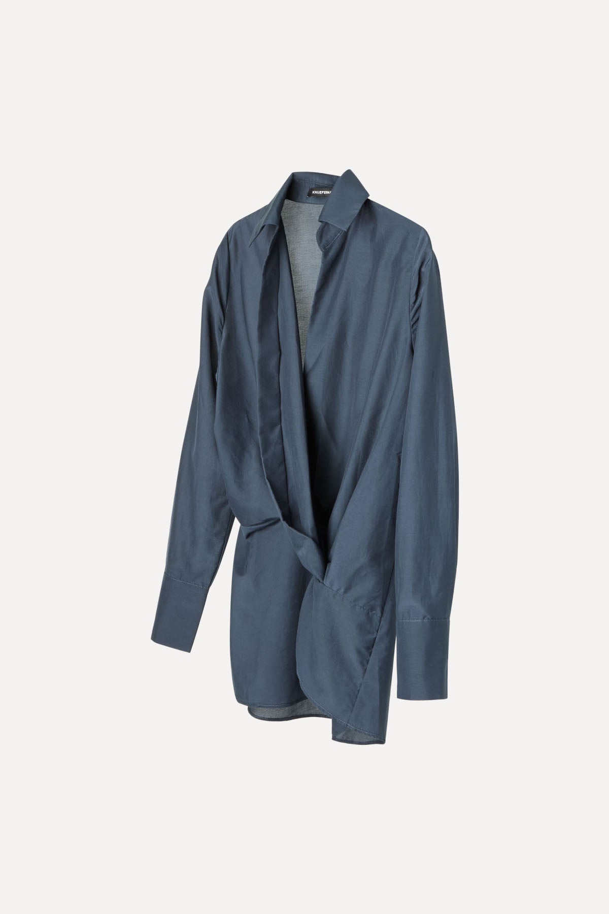 KNOTTED SHIRT SILK/COTTON PETROL POTION