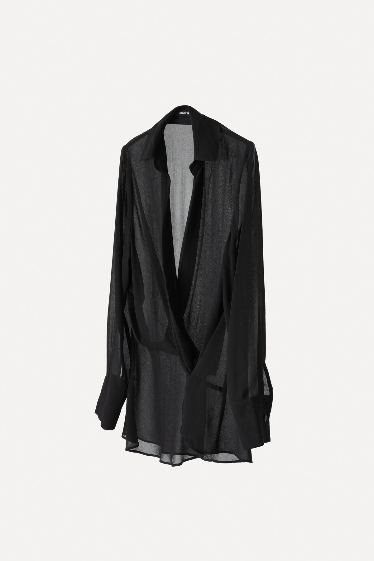 KNOTTED SHIRT SHEER SILK BLACK