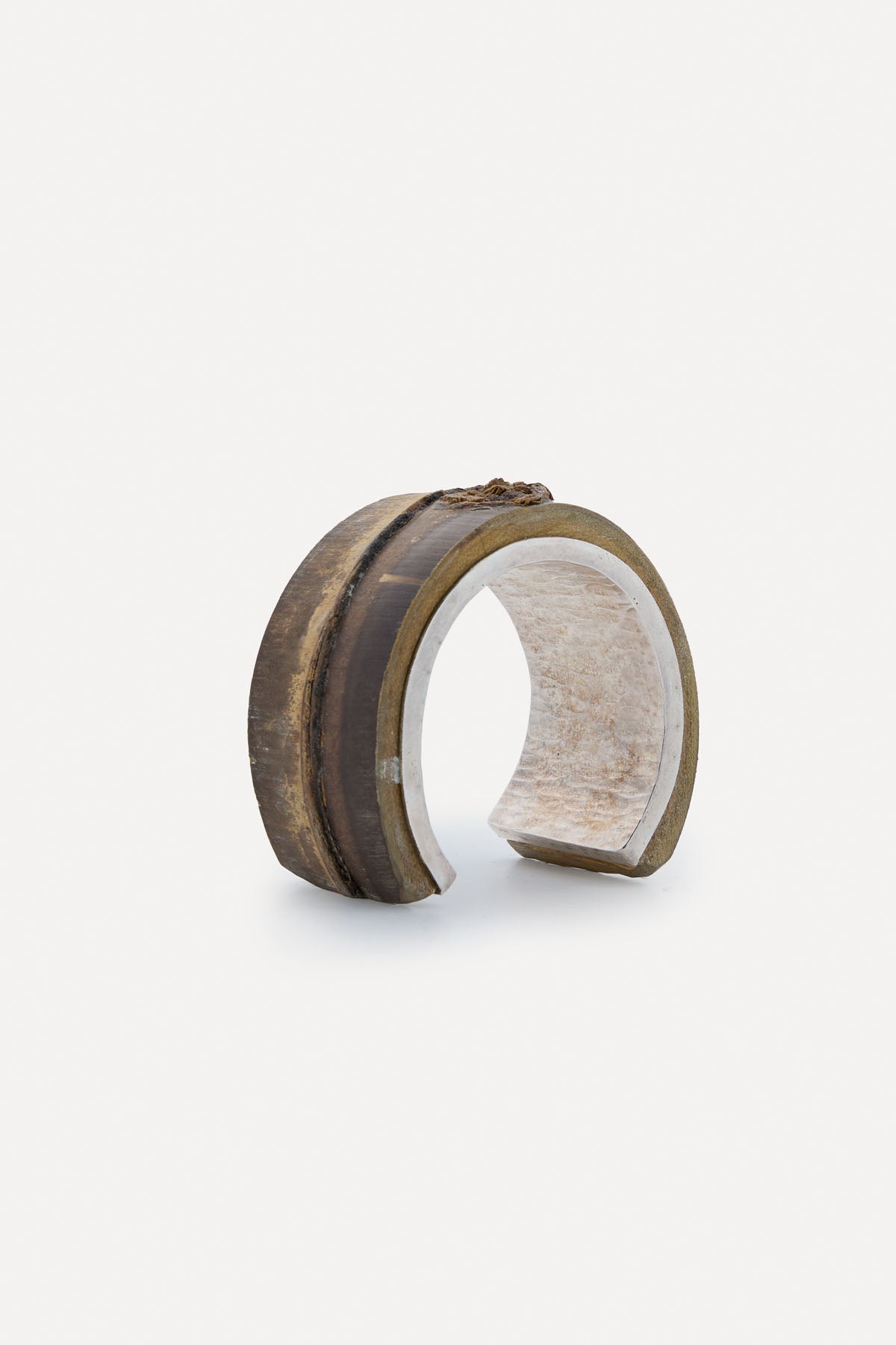 SILVER AND WOOD BANGLE