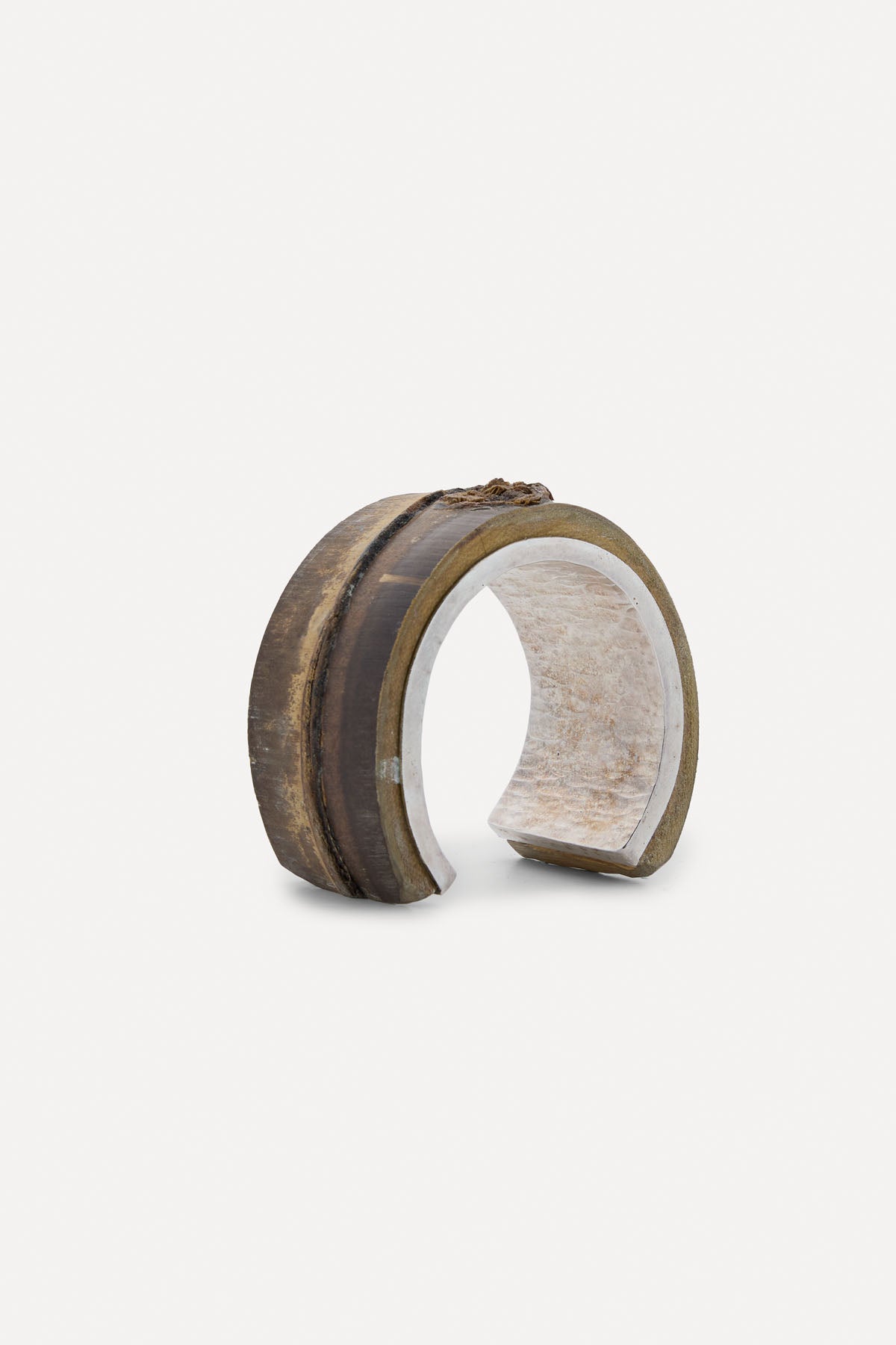 SILVER AND WOOD BANGLE