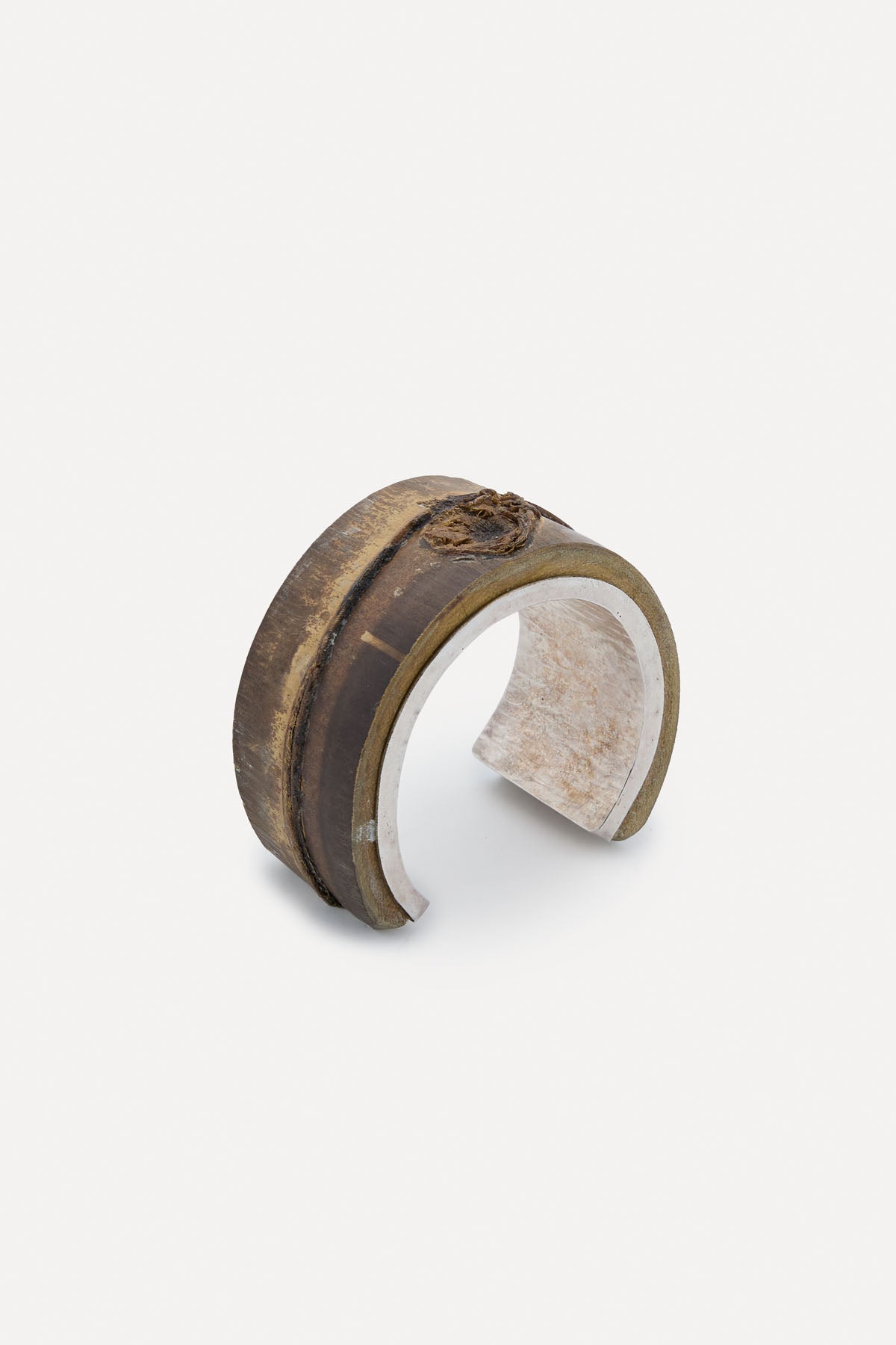 SILVER AND WOOD BANGLE