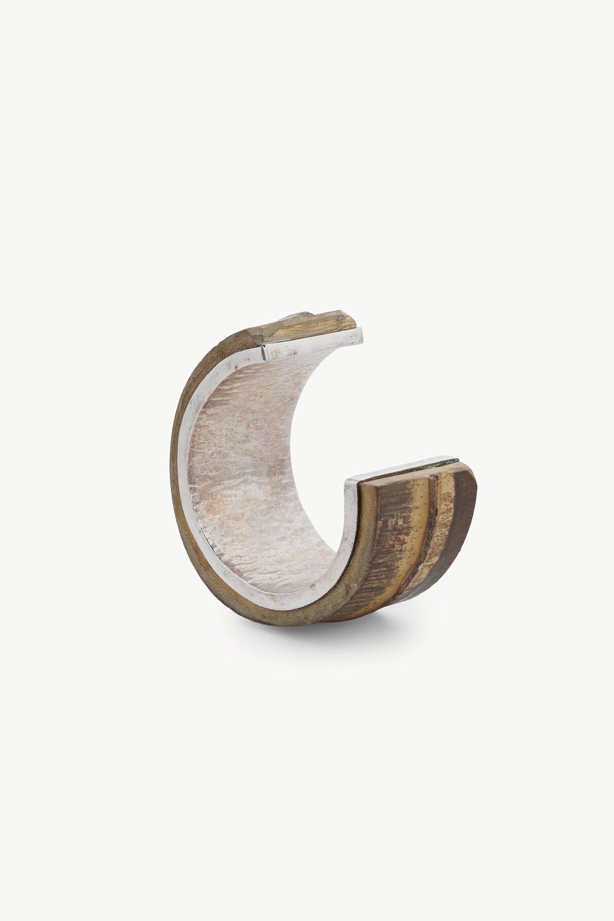 SILVER AND WOOD BANGLE