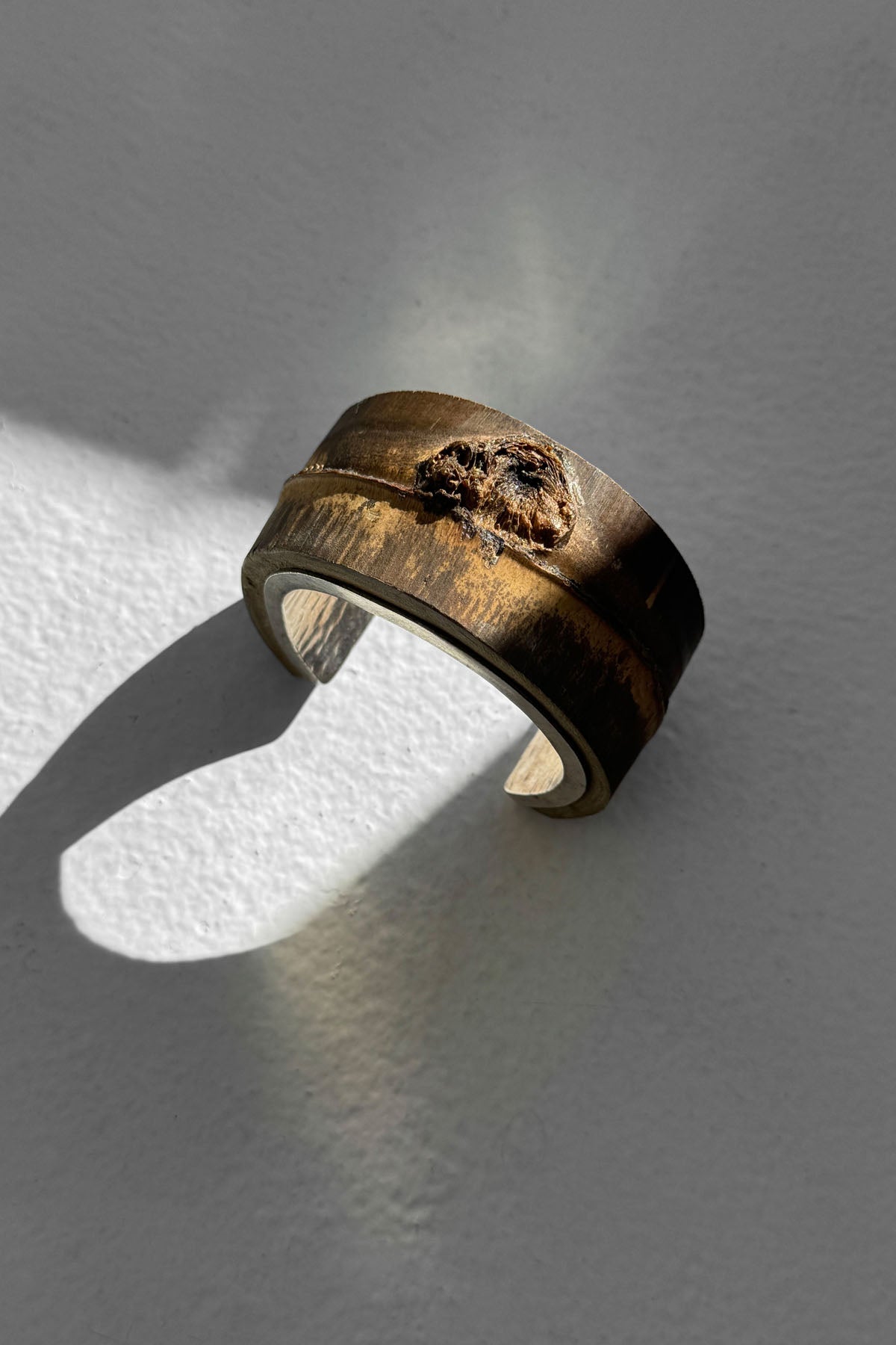SILVER AND WOOD BANGLE