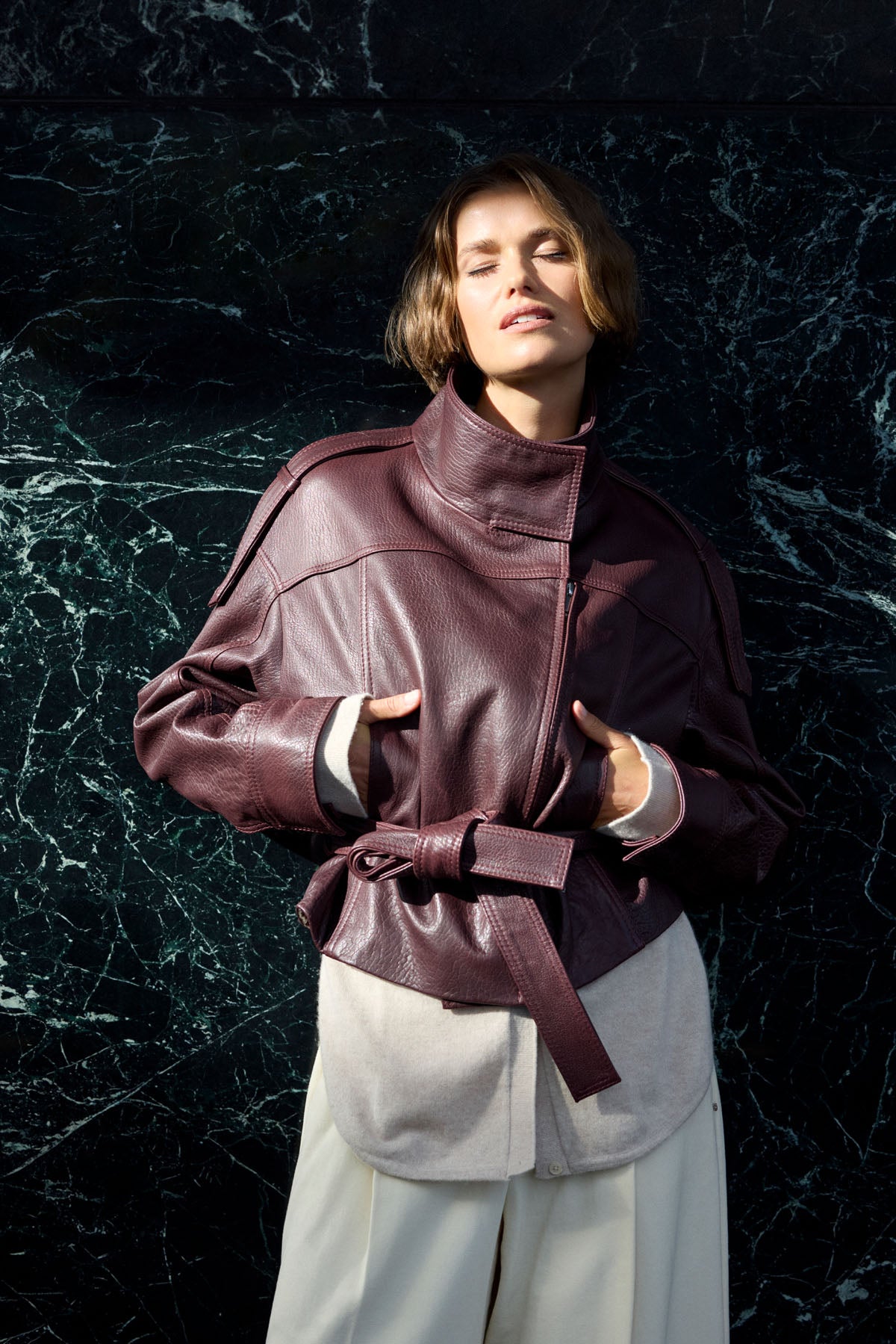 ALYA CINCH LEATHER JACKET