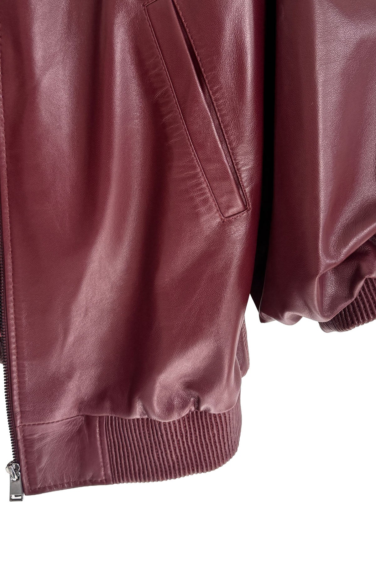 HOODED CHERRY LEATHER JACKET