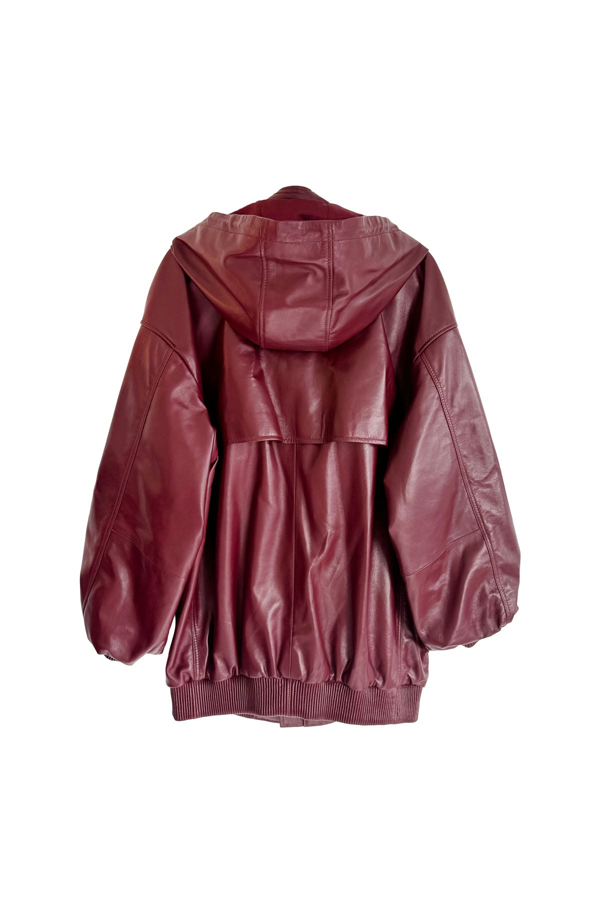 HOODED CHERRY LEATHER JACKET