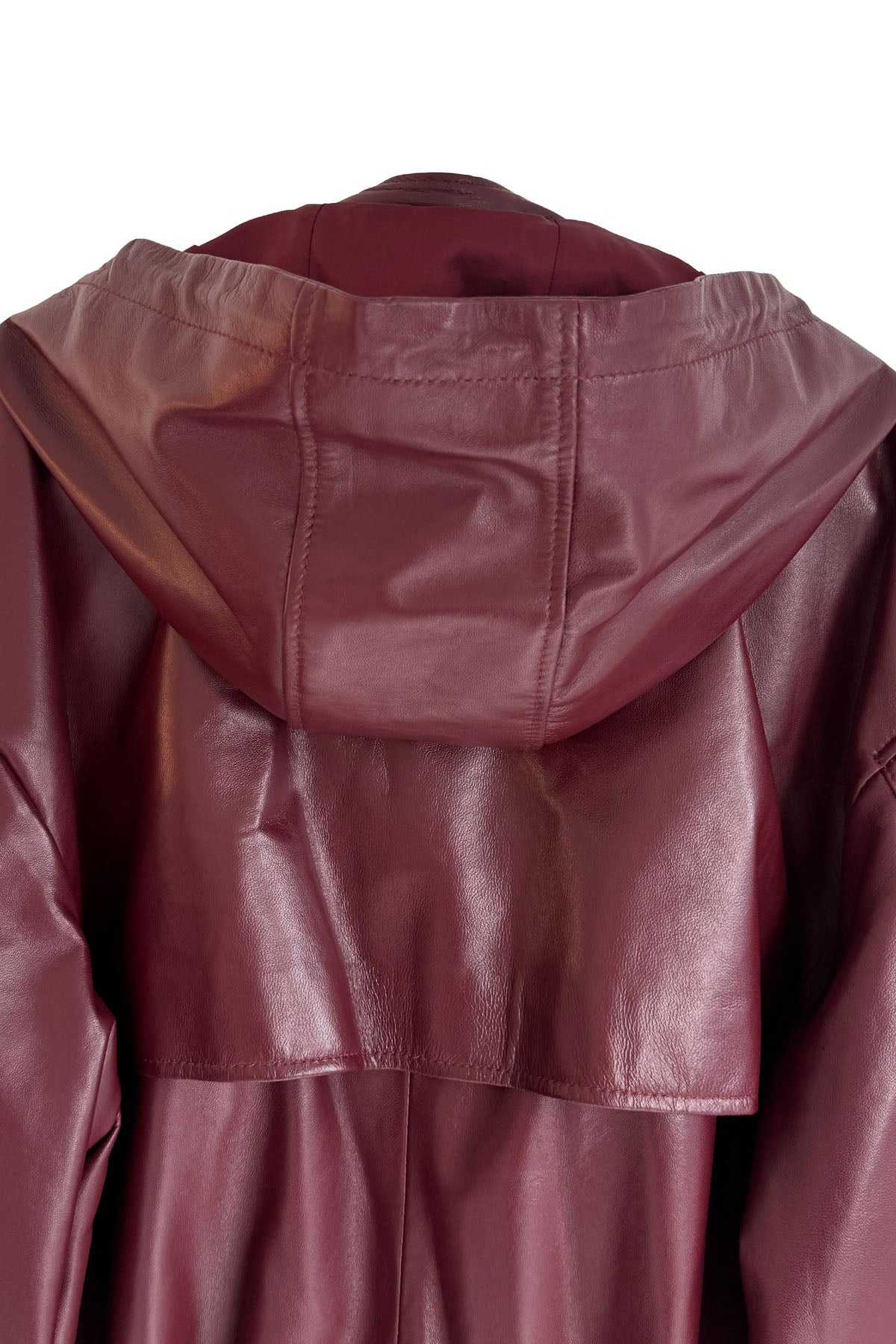 HOODED CHERRY LEATHER JACKET