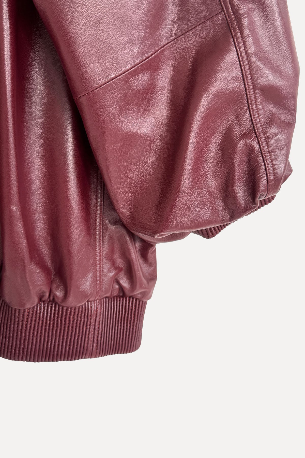 HOODED CHERRY LEATHER JACKET RUNWAY