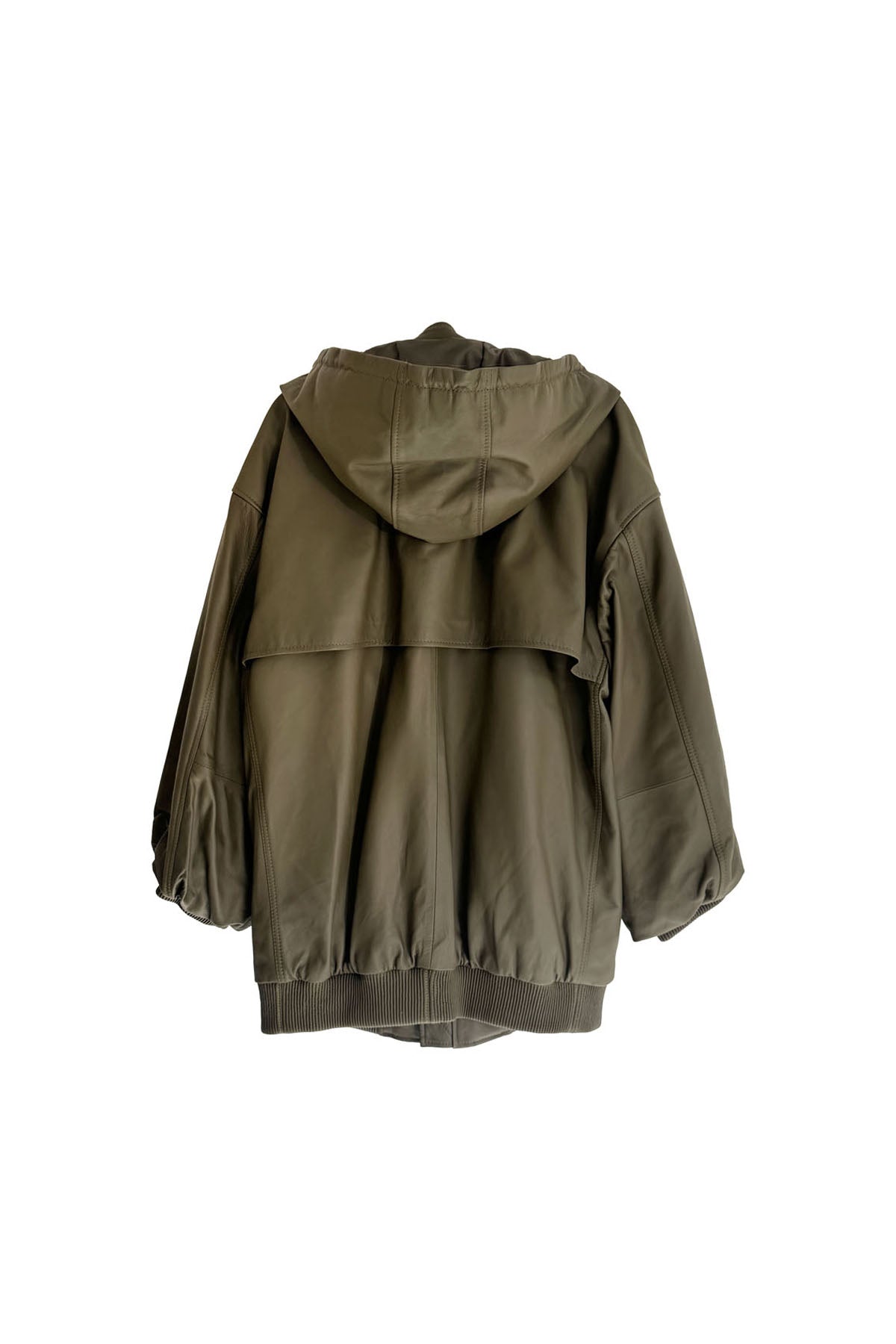 HOODED GREEN LEATHER JACKET