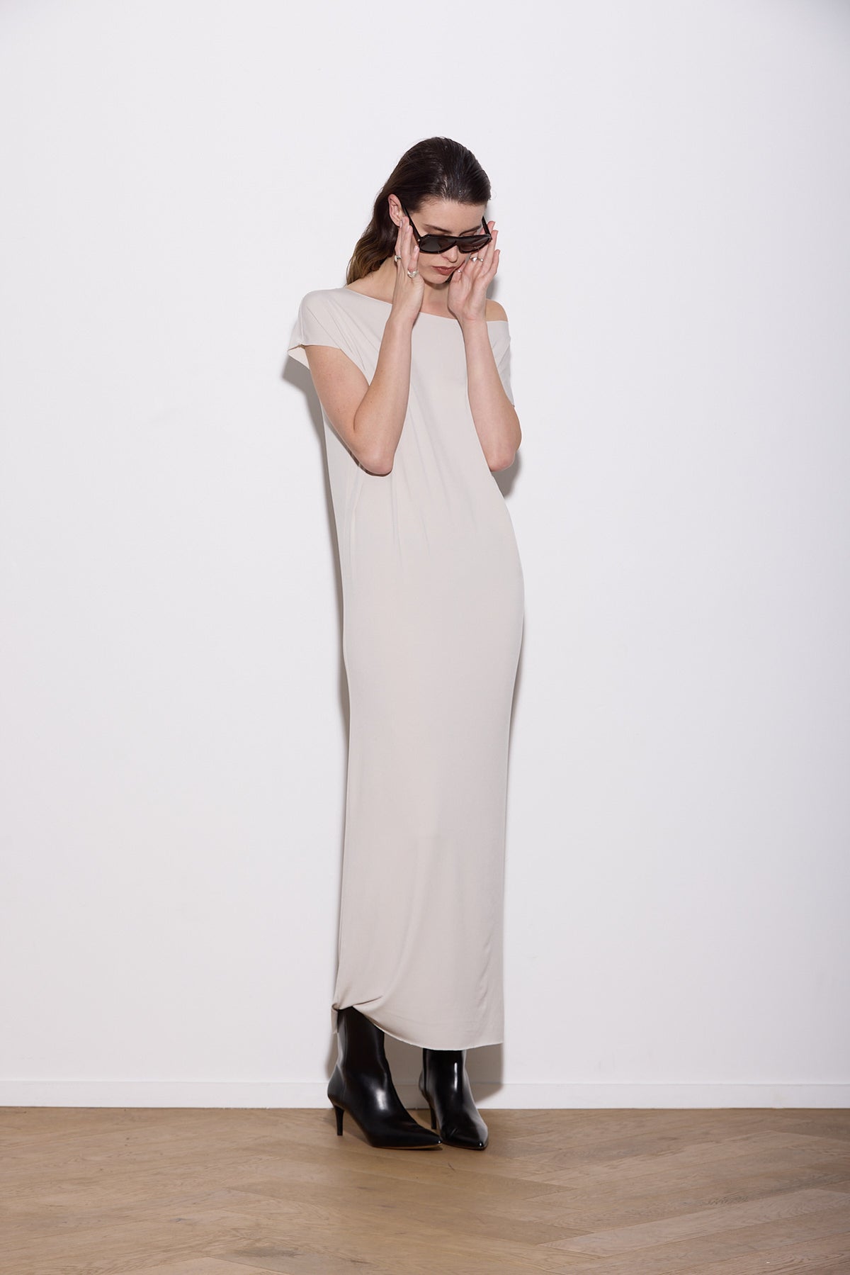 LASER T MAXI DRESS CHALK