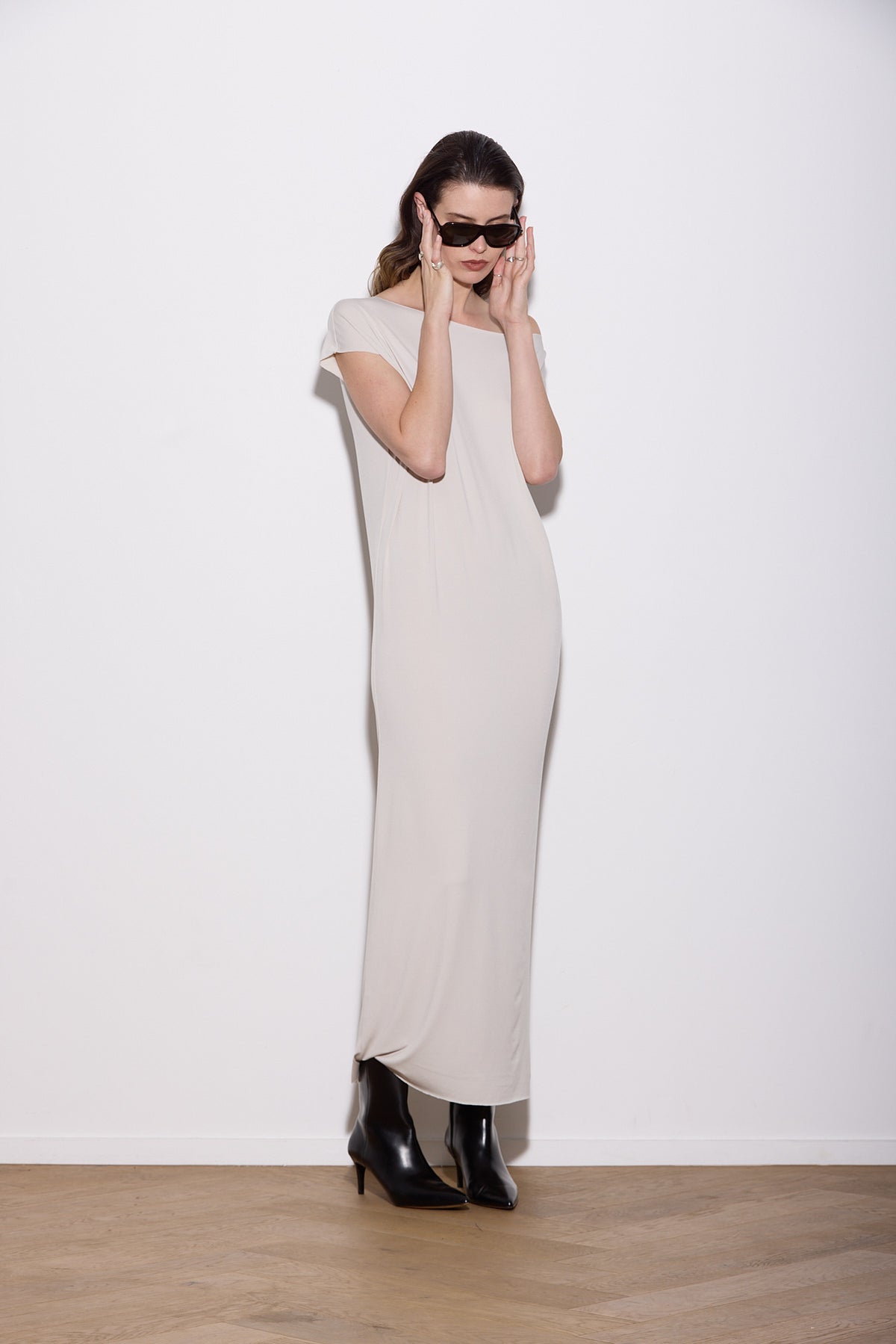 LASER T MAXI DRESS CHALK