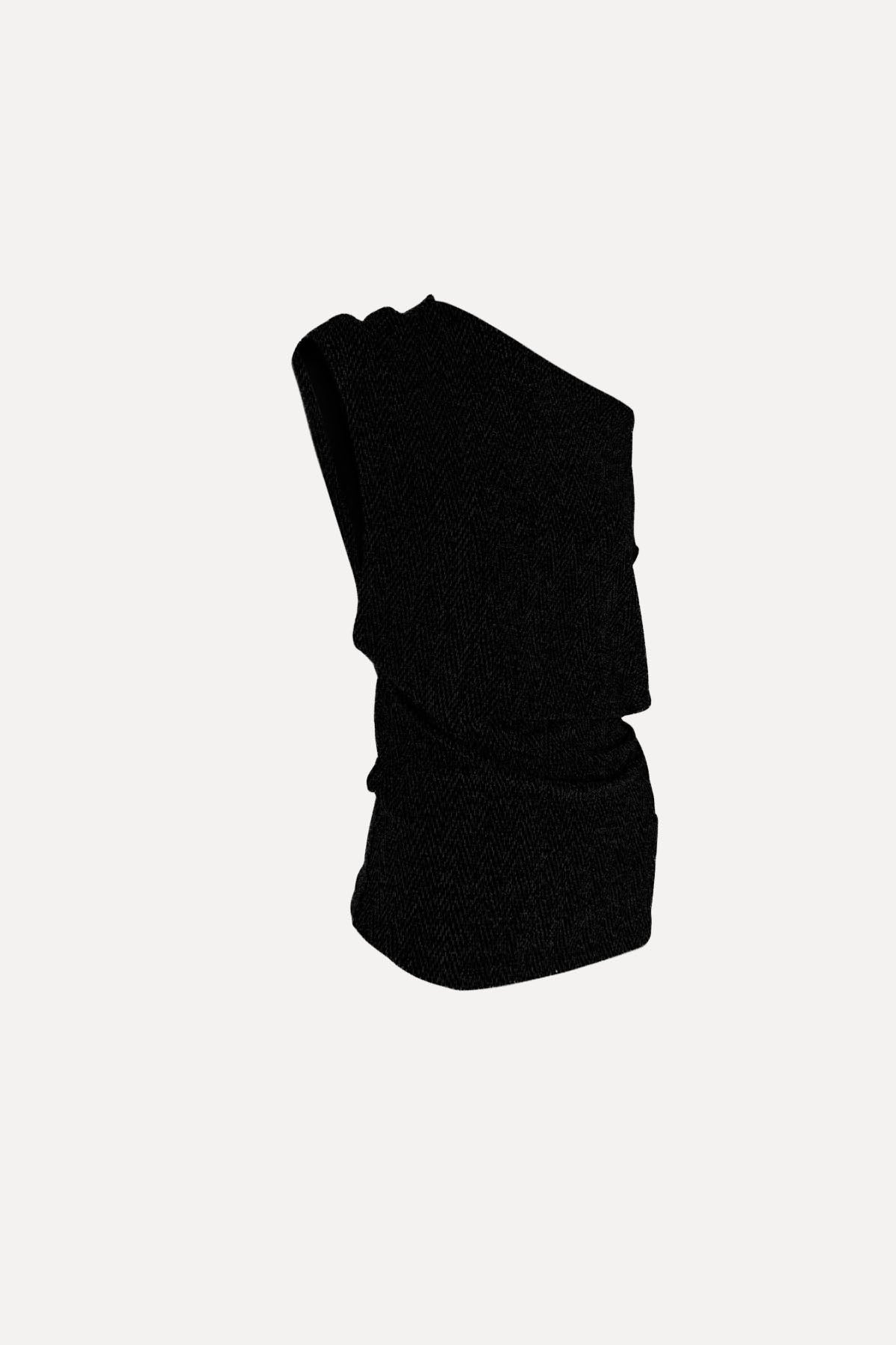 MYKIE EVENING TOP LUREX BLACK RUNWAY