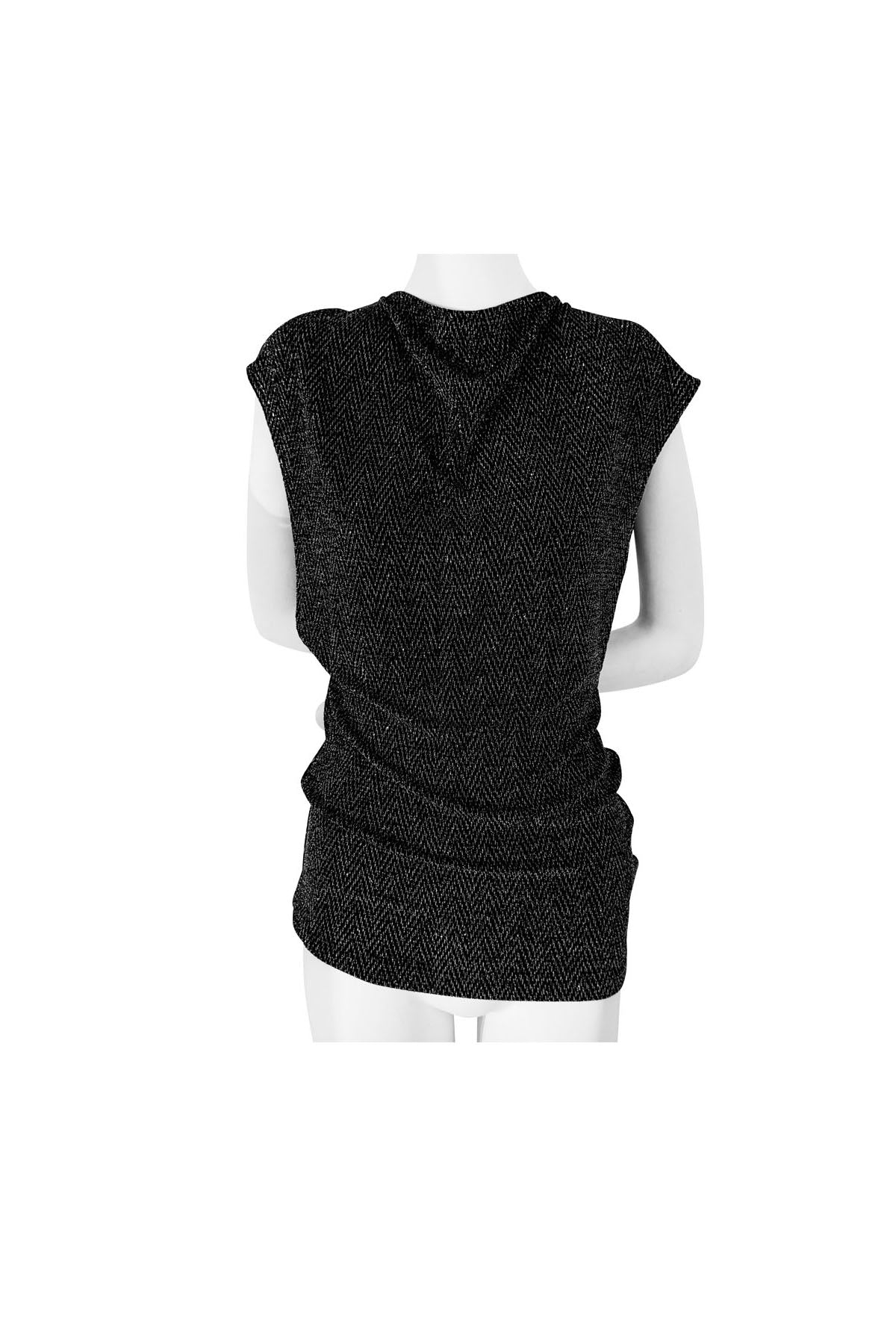 MYKIE EVENING TOP SILVER LUREX HERRINGBONE RUNWAY