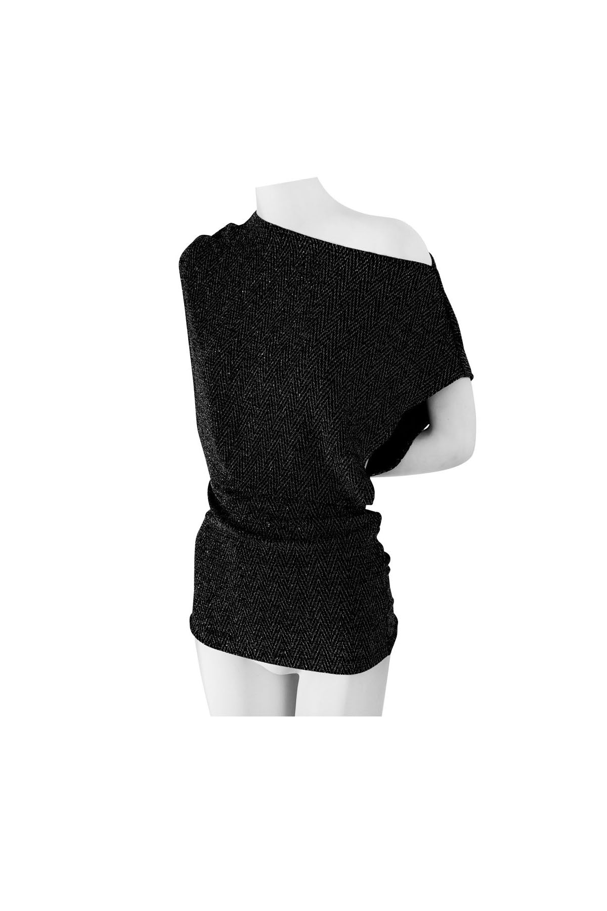 MYKIE EVENING TOP SILVER LUREX HERRINGBONE RUNWAY