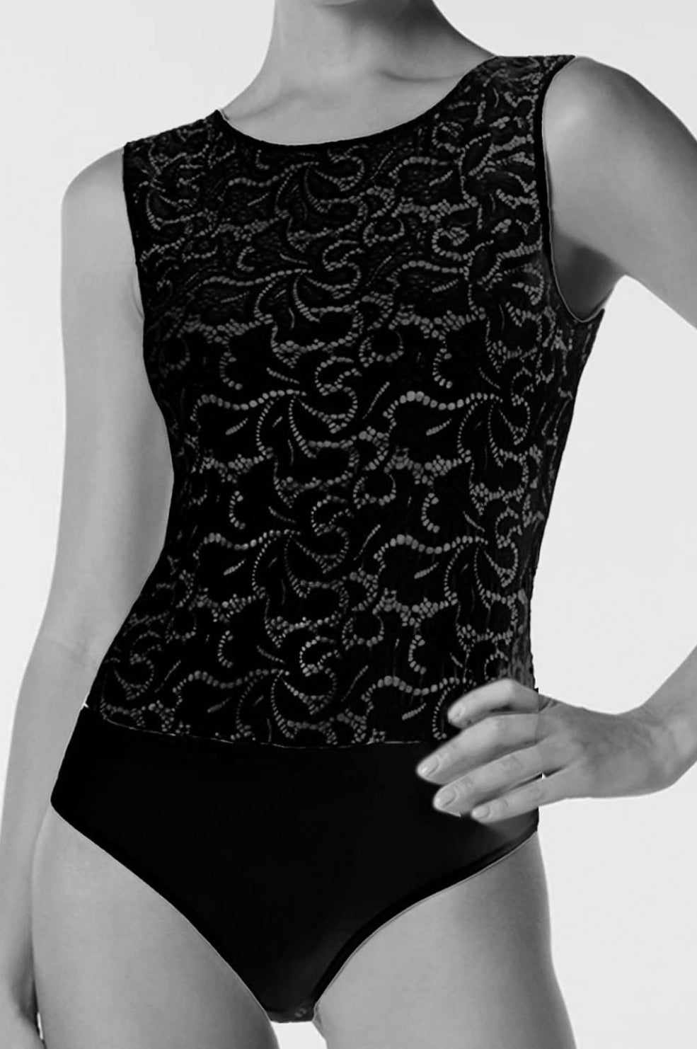 OROBLU GLAMOUR LACE BODY SLEEVELESS BLACK