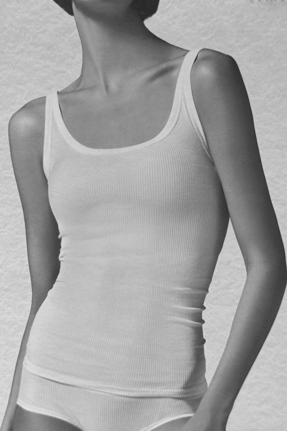 OROBLU PERFECT LINE RIB TANK TOP WHITE