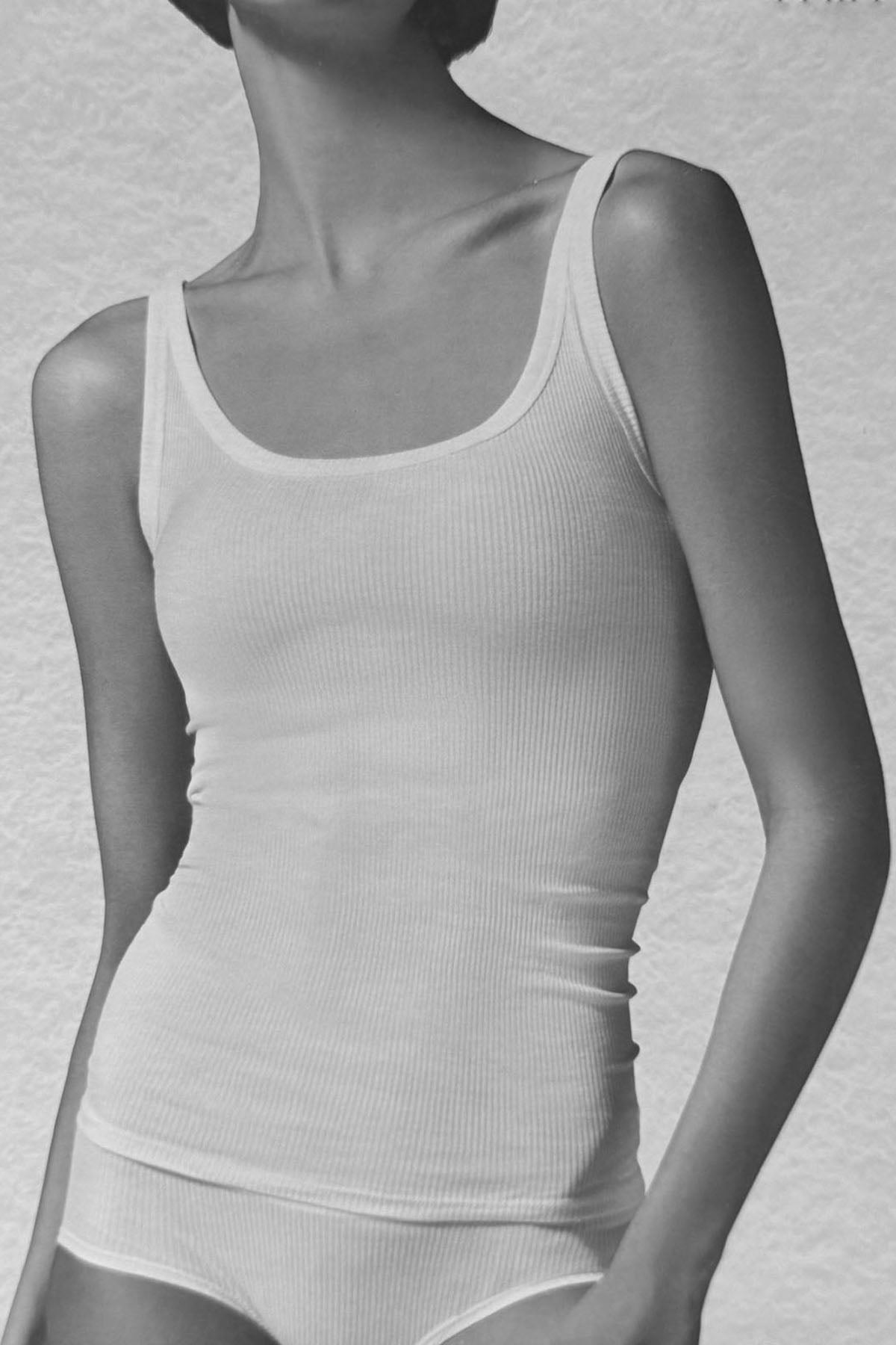 OROBLU PERFECT LINE RIB TANK TOP WHITE