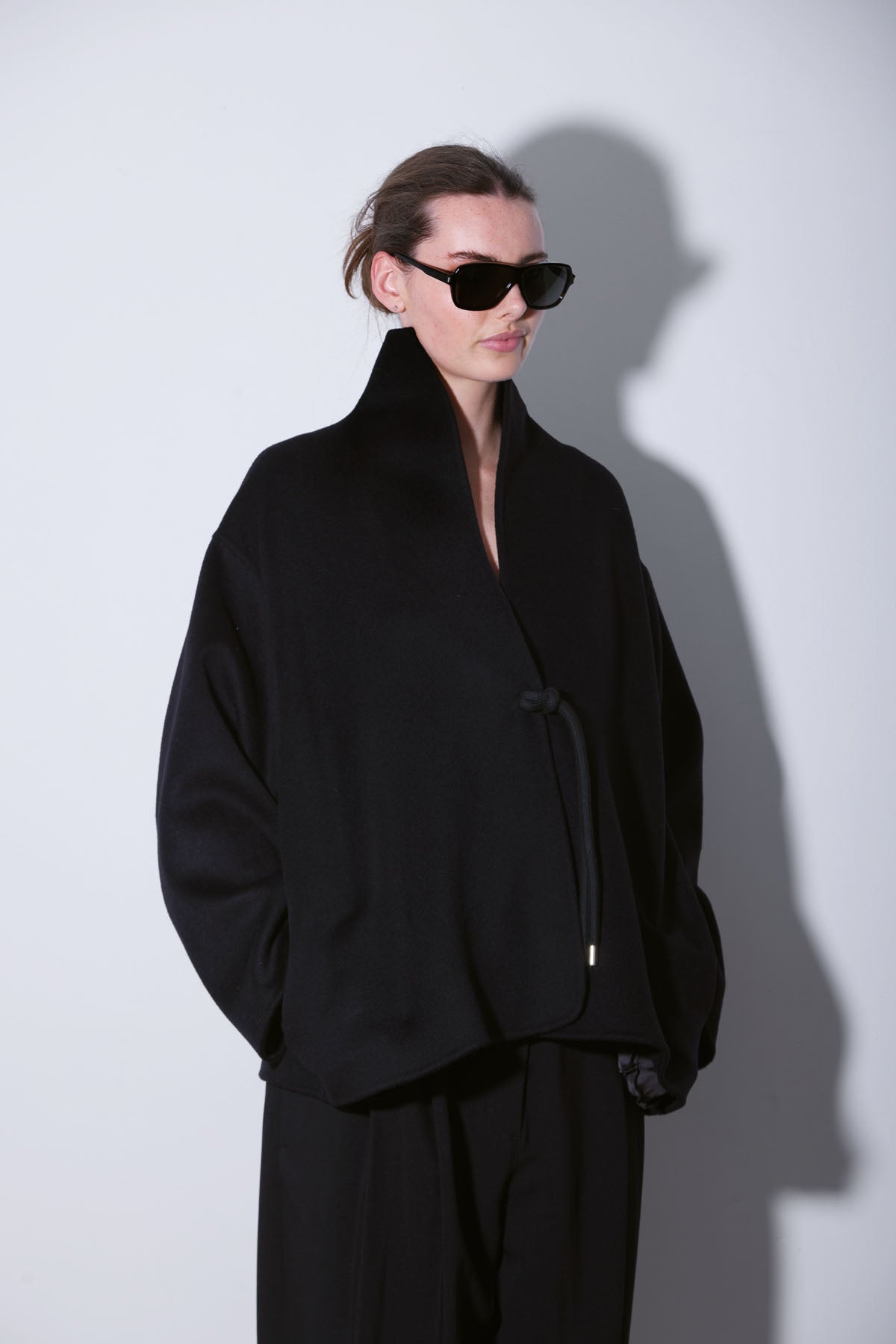OVERSIZED WOOL CASHMERE JACKET WITH ROPE FASTENING