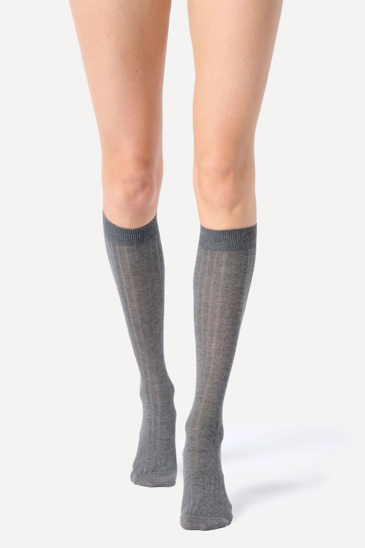 OROBLU CASHMERE LIGHT KNEE HIGHS GREY MELANGE