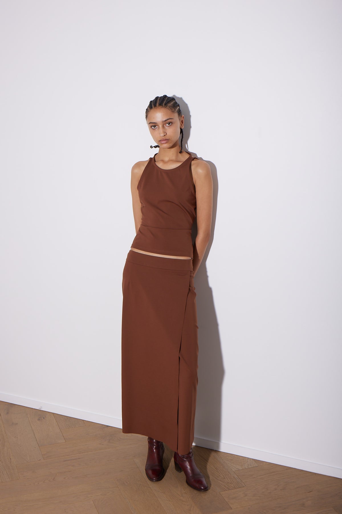 PONTE WRAP SKIRT CINNAMON