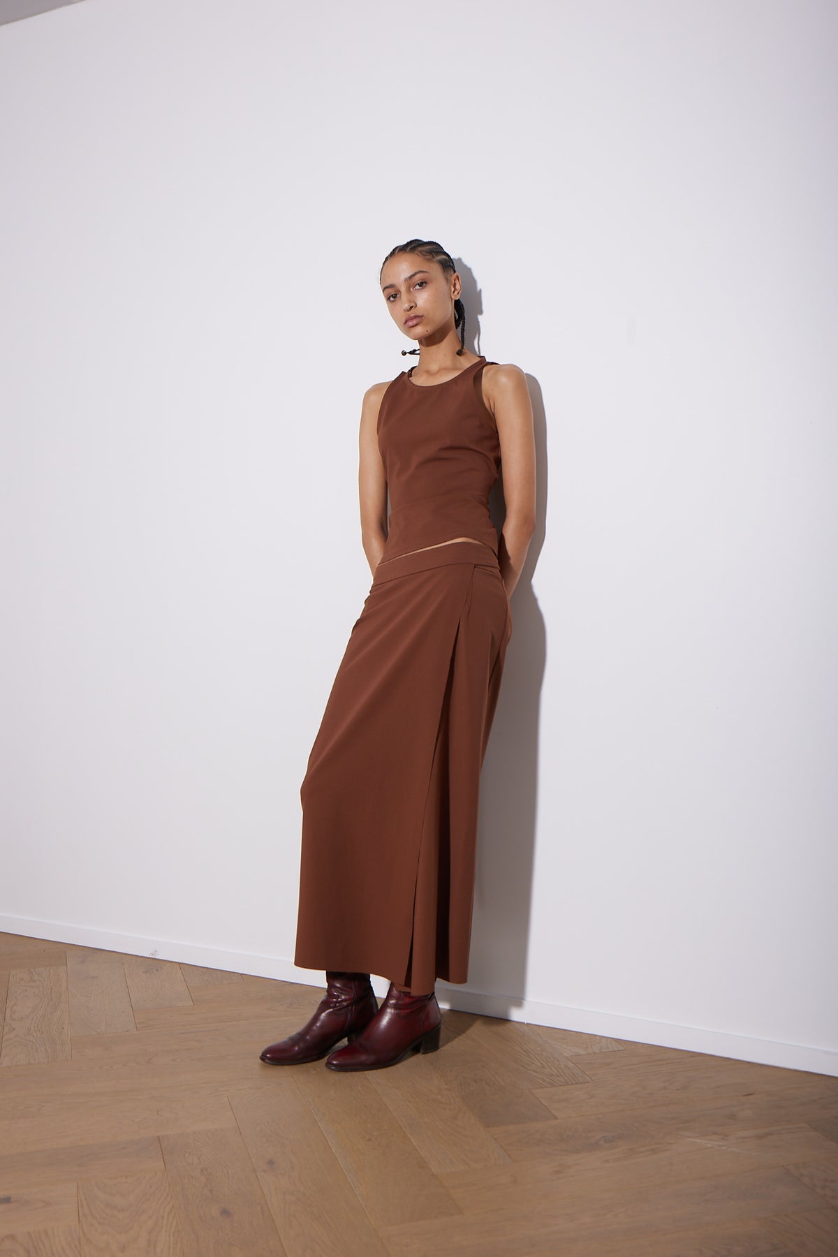 PONTE WRAP SKIRT CINNAMON