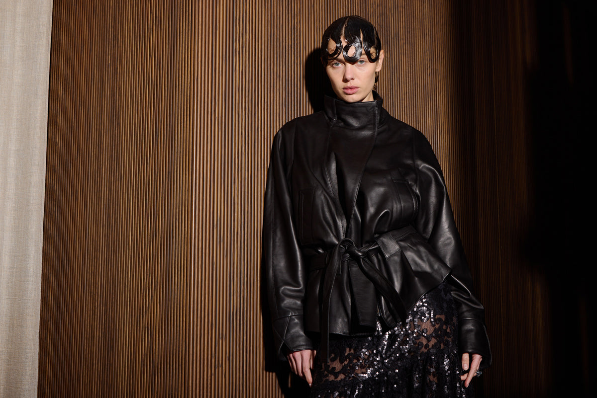 GO-TO LEATHER JACKET POLISHED BLACK NAPPA