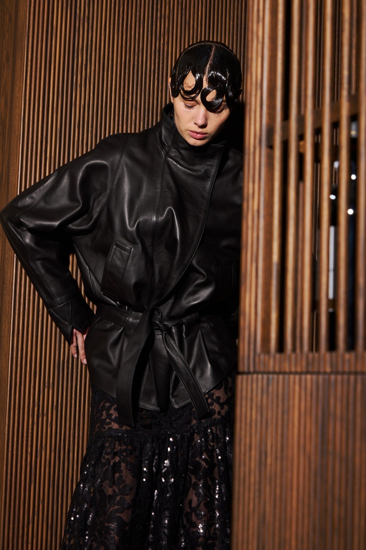 GO-TO LEATHER JACKET POLISHED BLACK NAPPA
