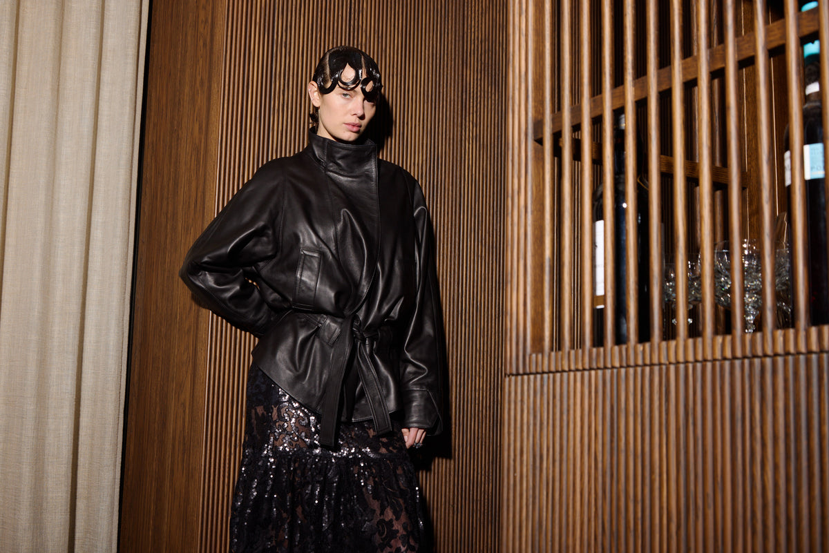 GO-TO LEATHER JACKET POLISHED BLACK NAPPA