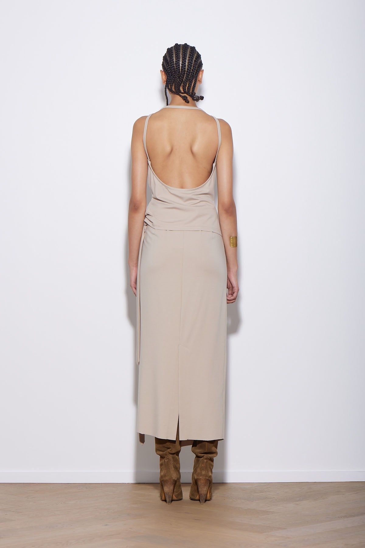 PONTE WRAP SKIRT LATTE