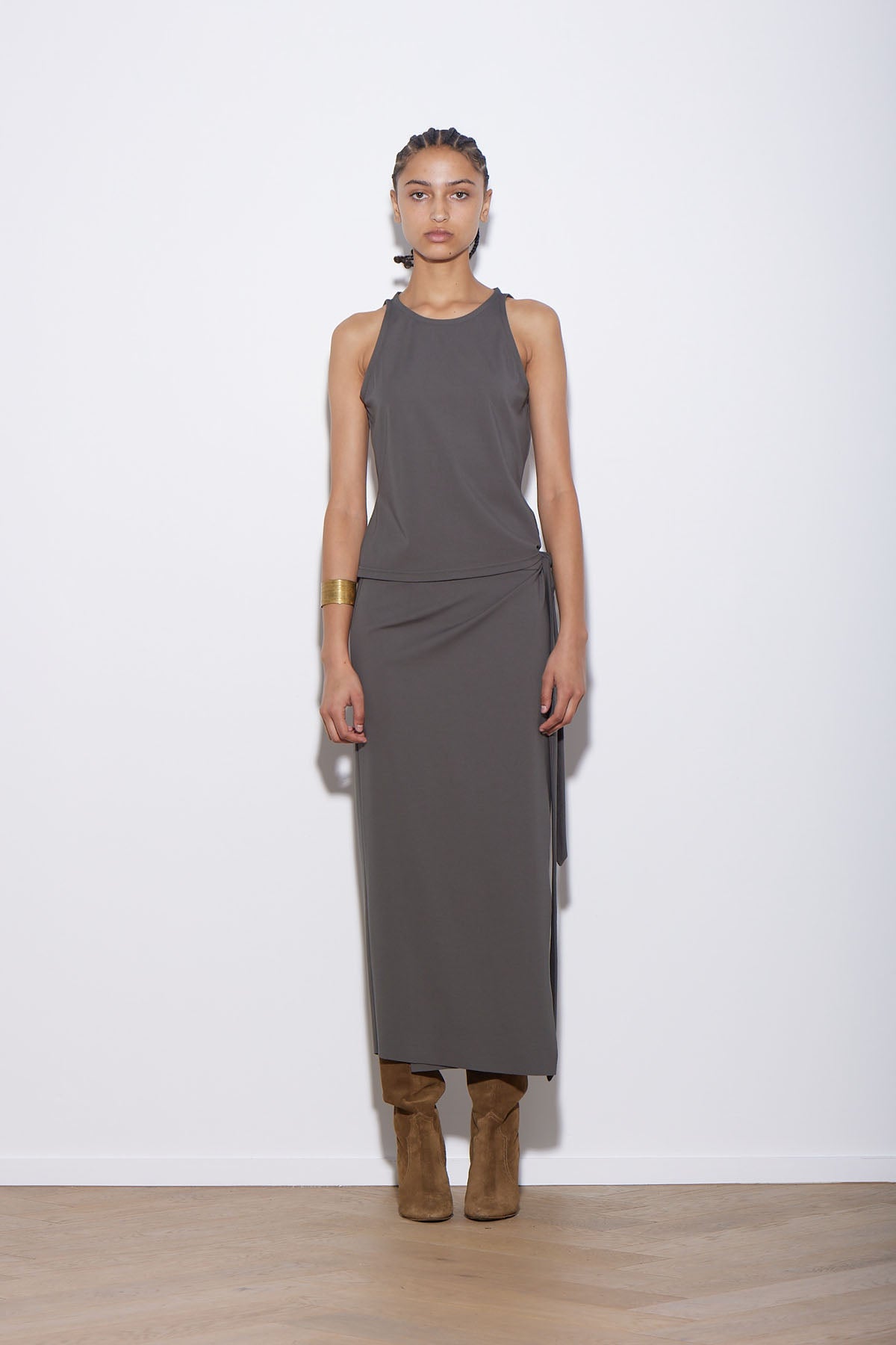 PONTE WRAP SKIRT OLIVE