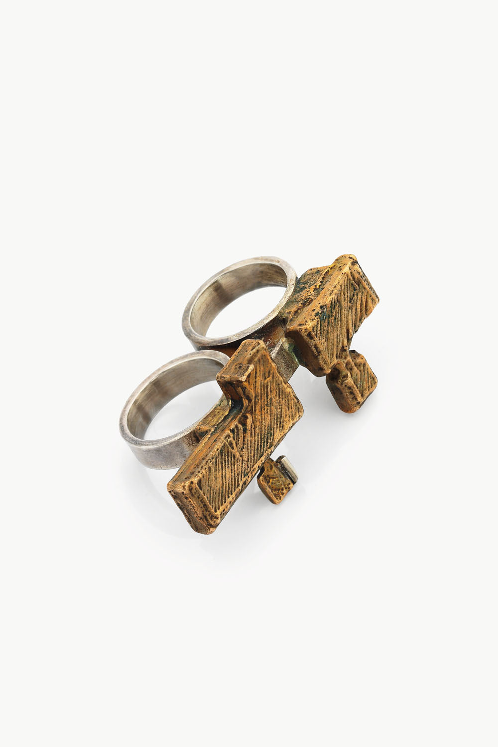 PURE SILVER RING WITH BRASS DETAIL