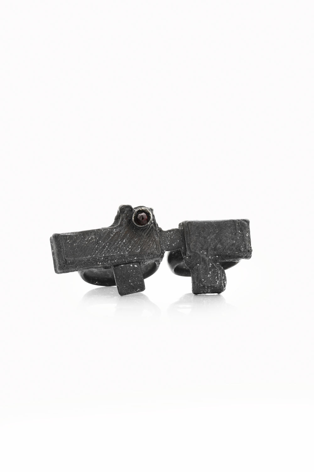 OXIDISED PURE SILVER RING WITH RUBY