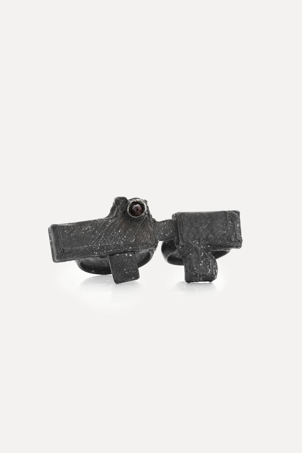 OXIDISED PURE SILVER RING WITH RUBY