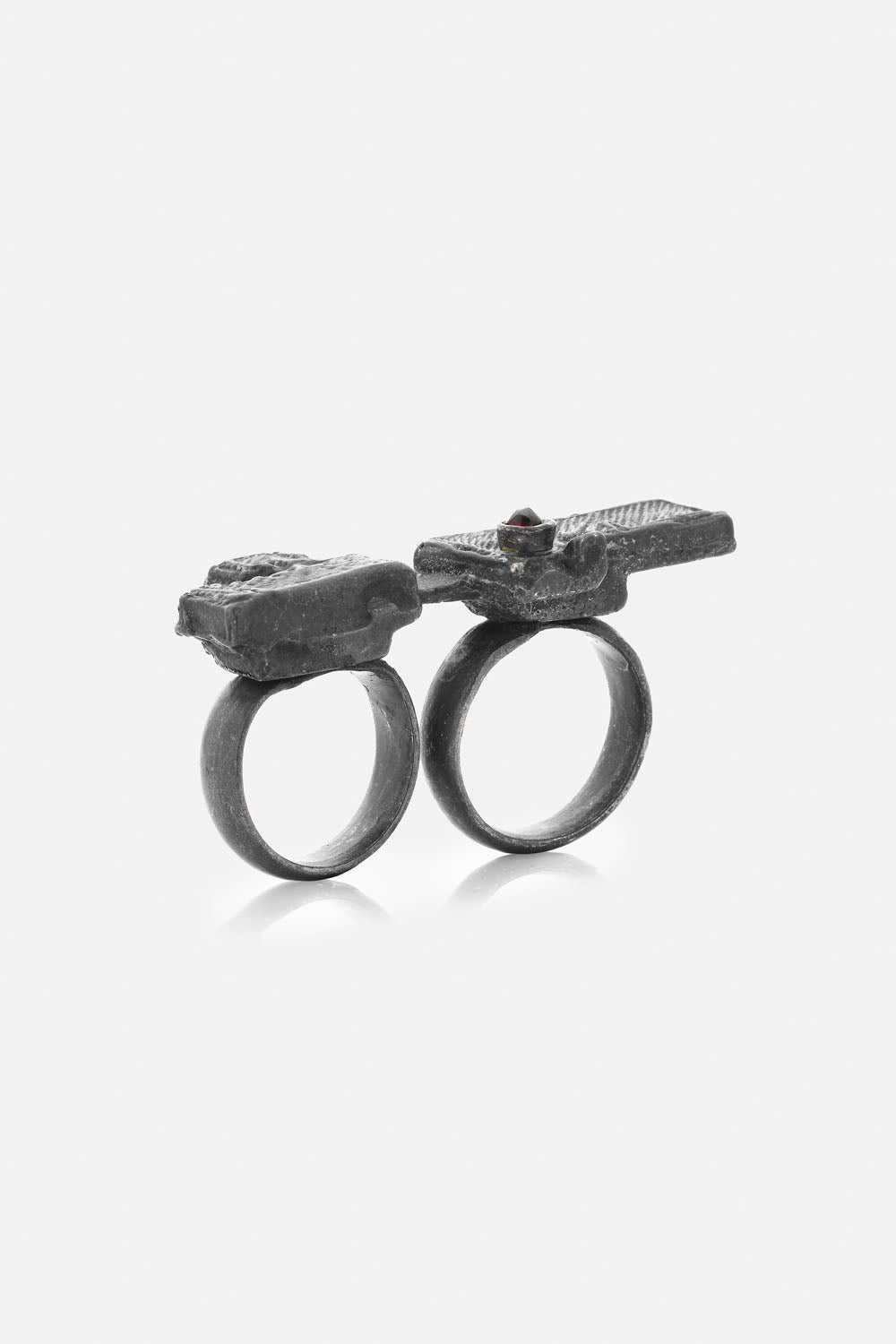 OXIDISED PURE SILVER RING WITH RUBY