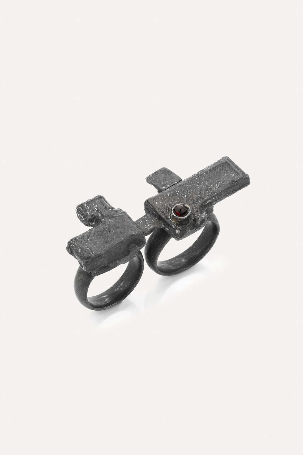 OXIDISED PURE SILVER RING WITH RUBY