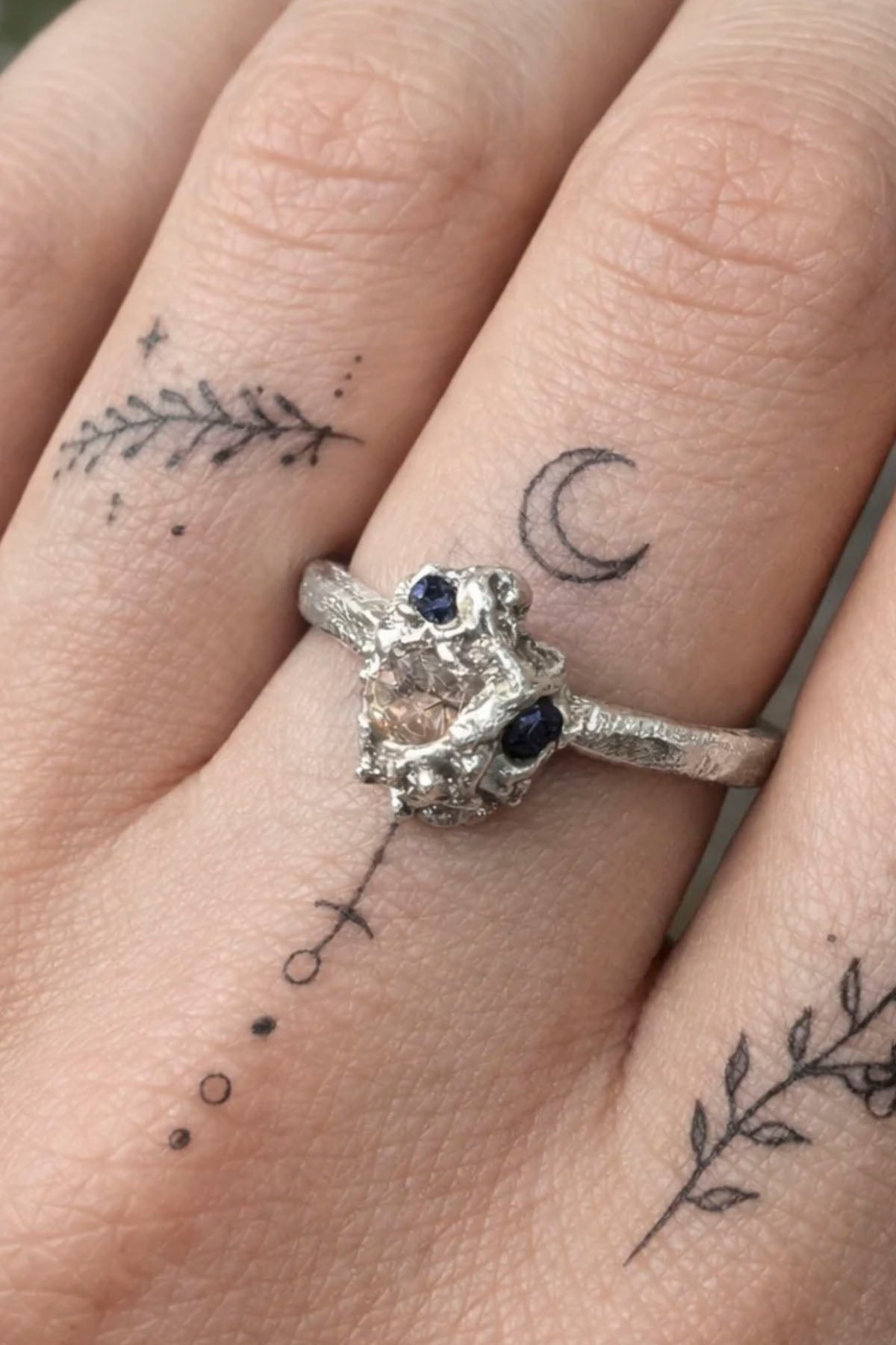 RELIC SILVER & GEMSTONE CLUSTER RING