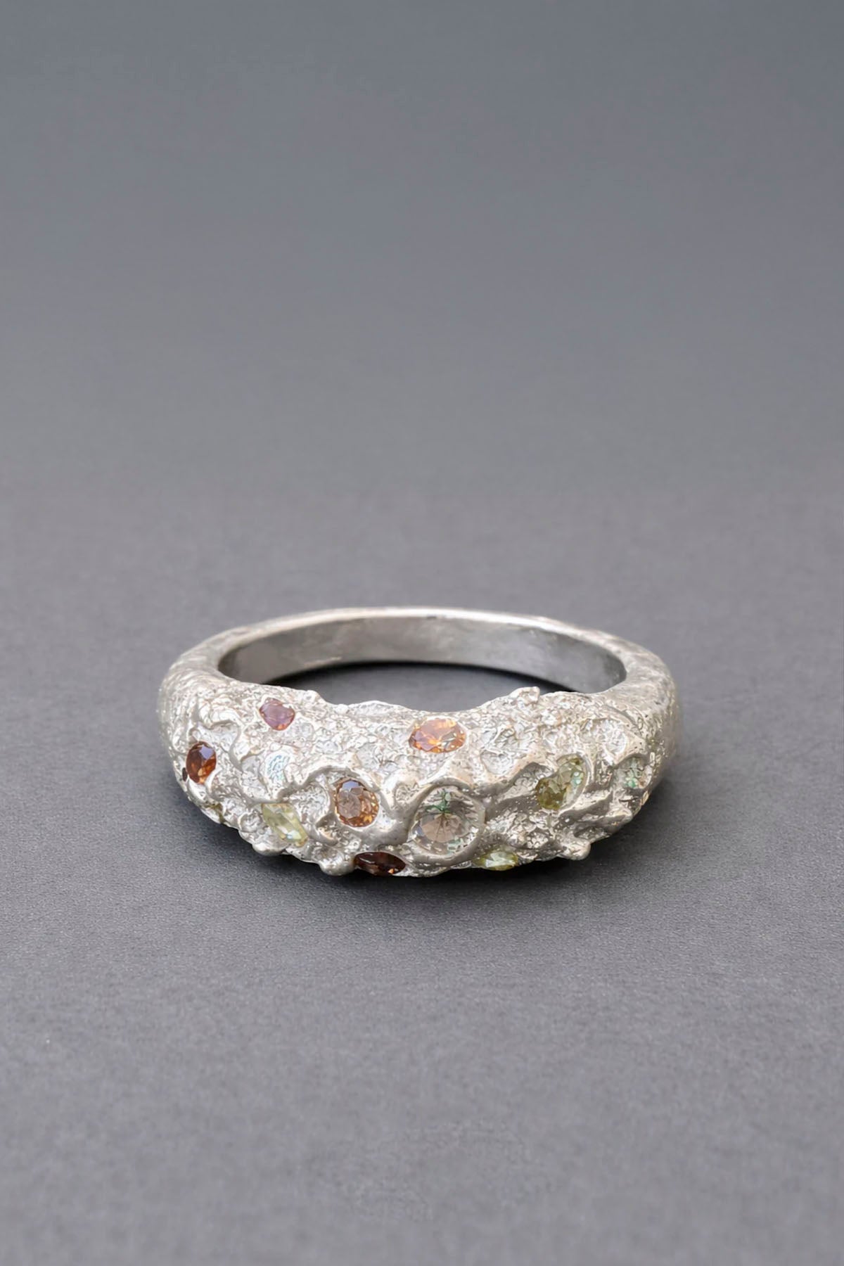RIVERBED SILVER & GEMSTONE DOME RING