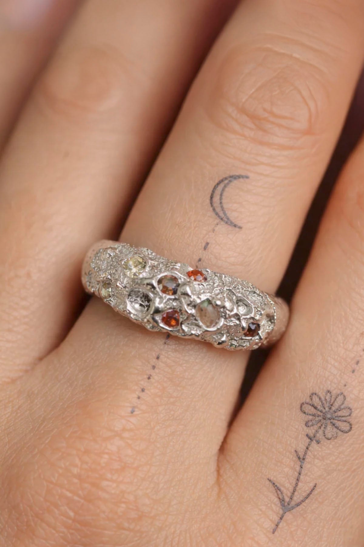 RIVERBED SILVER & GEMSTONE DOME RING