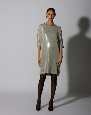 SEQUIN SHIFT KNEE LENGTH SILVER - KNUEFERMANN 