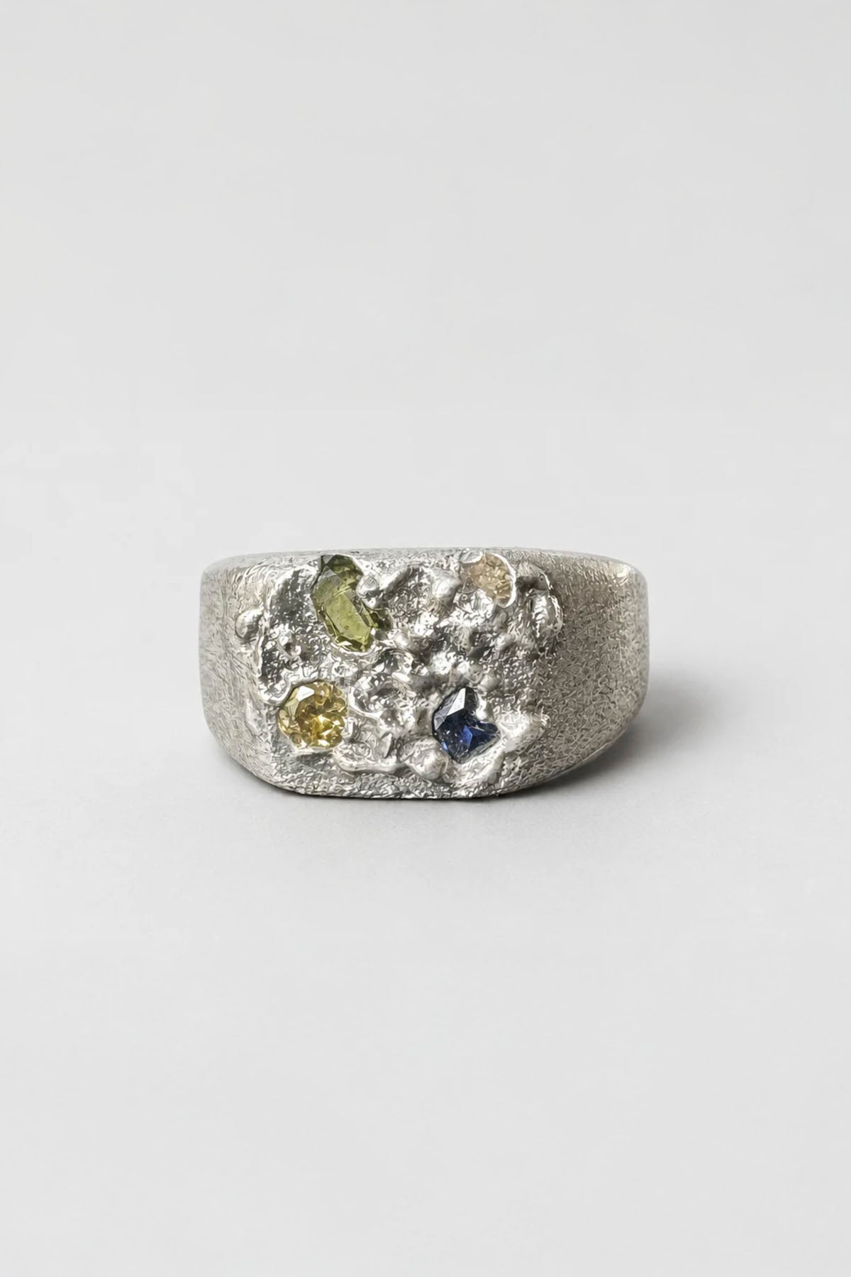 TIDEPOOL SILVER SQUARE SIGNET AND SAPPHIRE RING