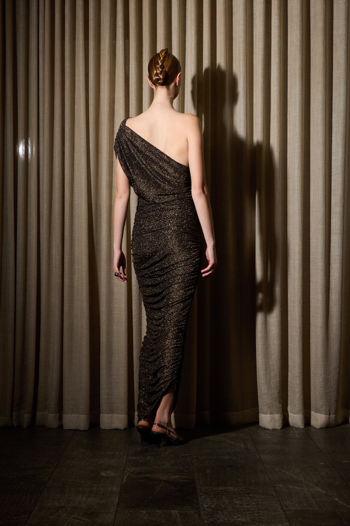 SALIDA DRESS BLACK &amp; GOLD LUREX