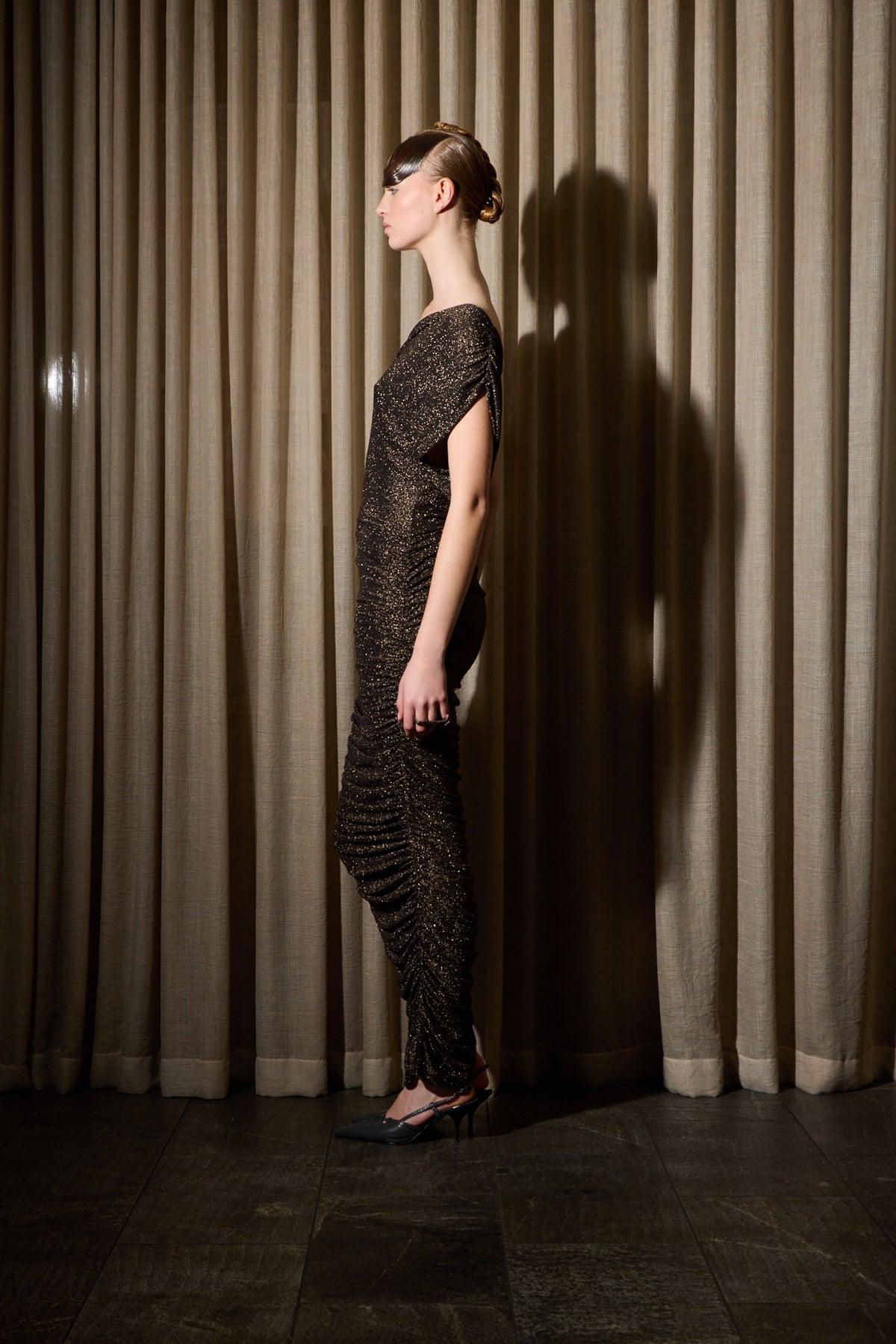 SALIDA DRESS BLACK &amp; GOLD LUREX
