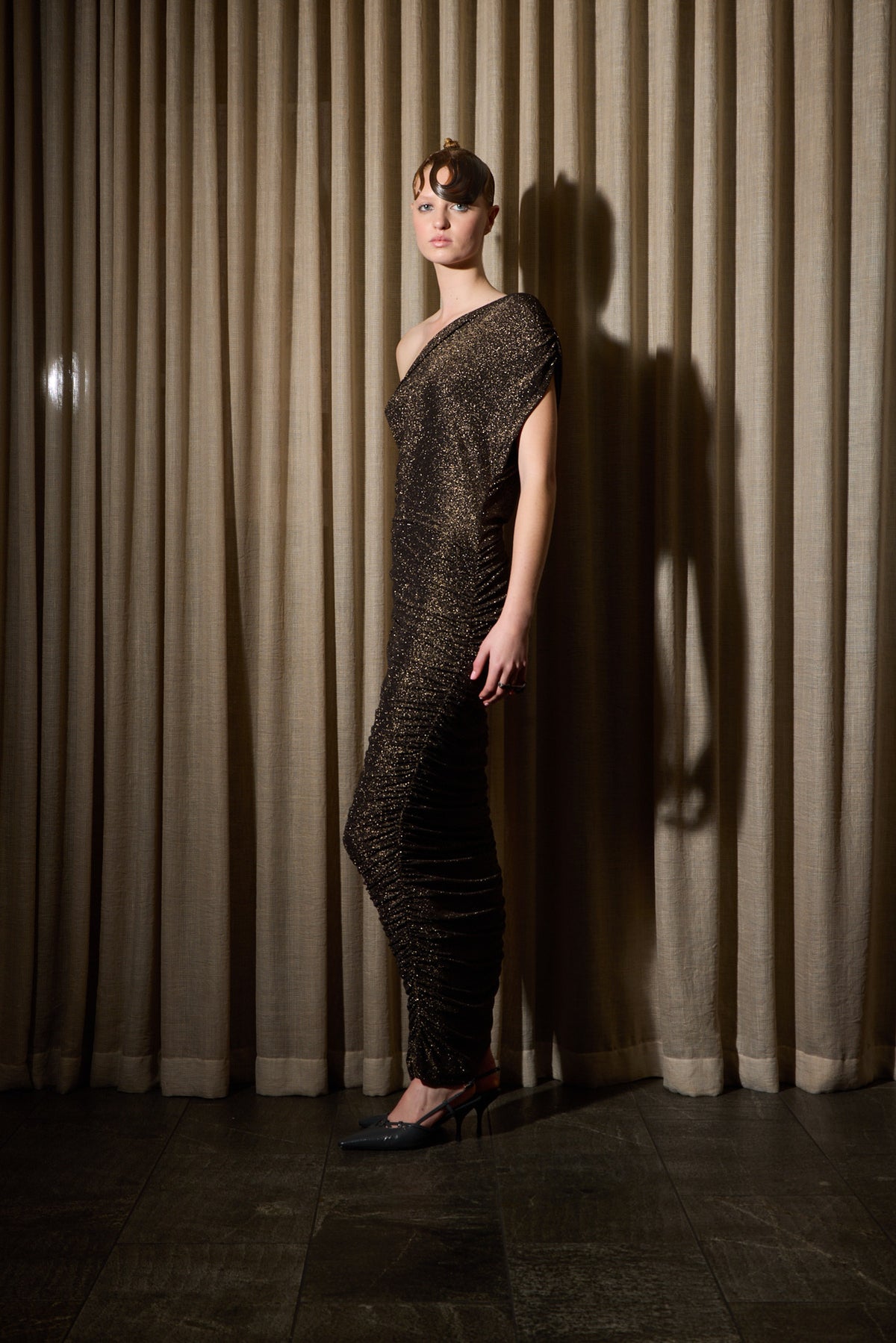 SALIDA DRESS BLACK &amp; GOLD LUREX